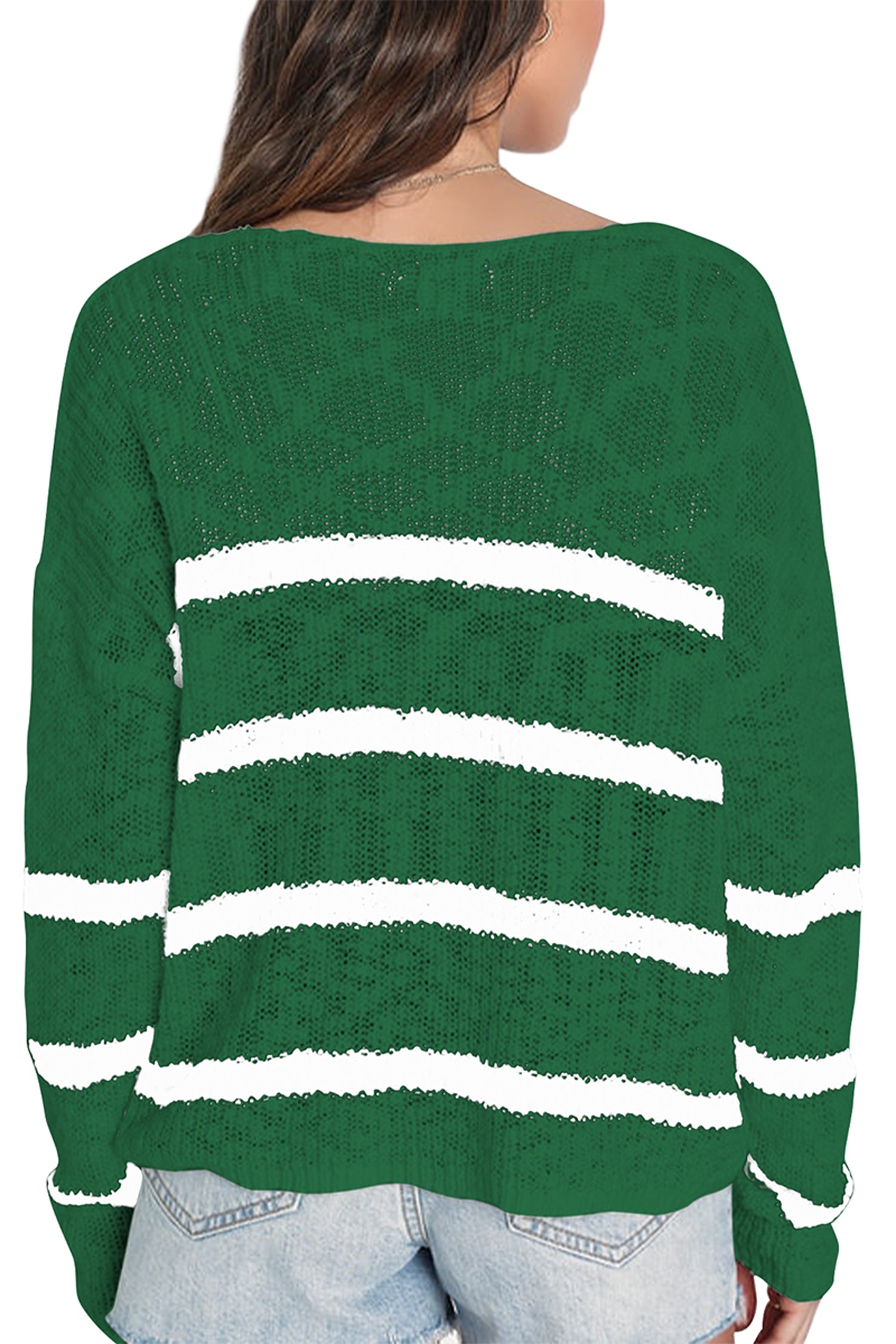 Cakulo Women's Off-Shoulder Striped Knit Sweater