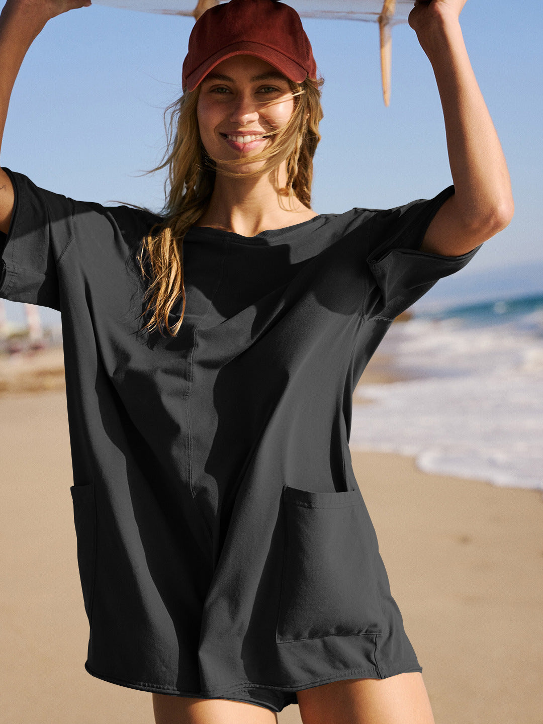 Cakulo Summer Oversized Tee Romper for Women