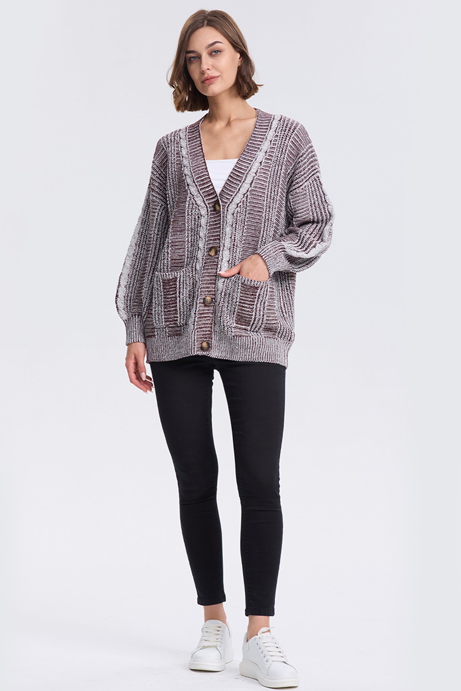 Cakulo Women's Chunky Cable Knit Cardigan 2024 Fall