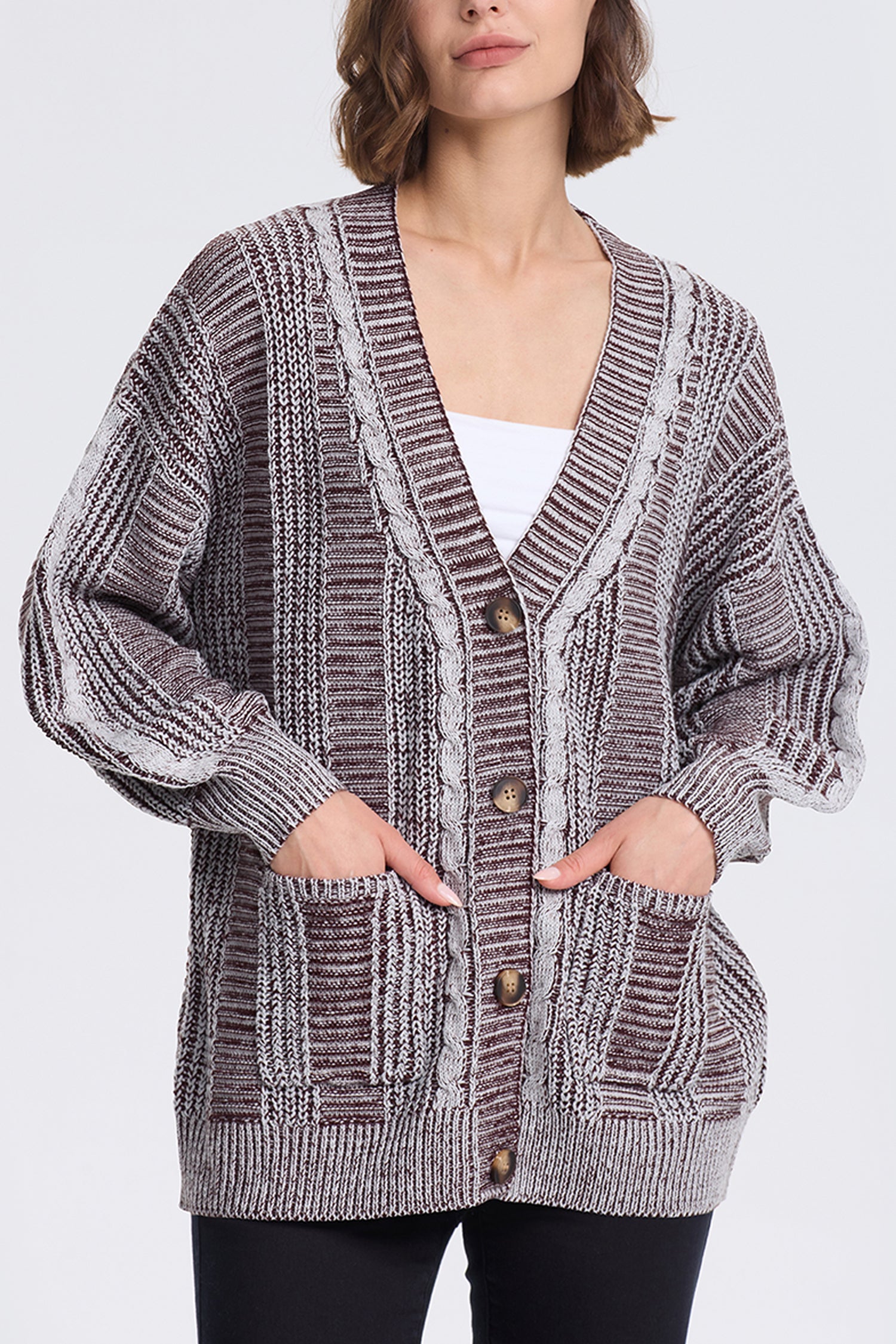 Cakulo Women's Chunky Cable Knit Cardigan 2024 Fall