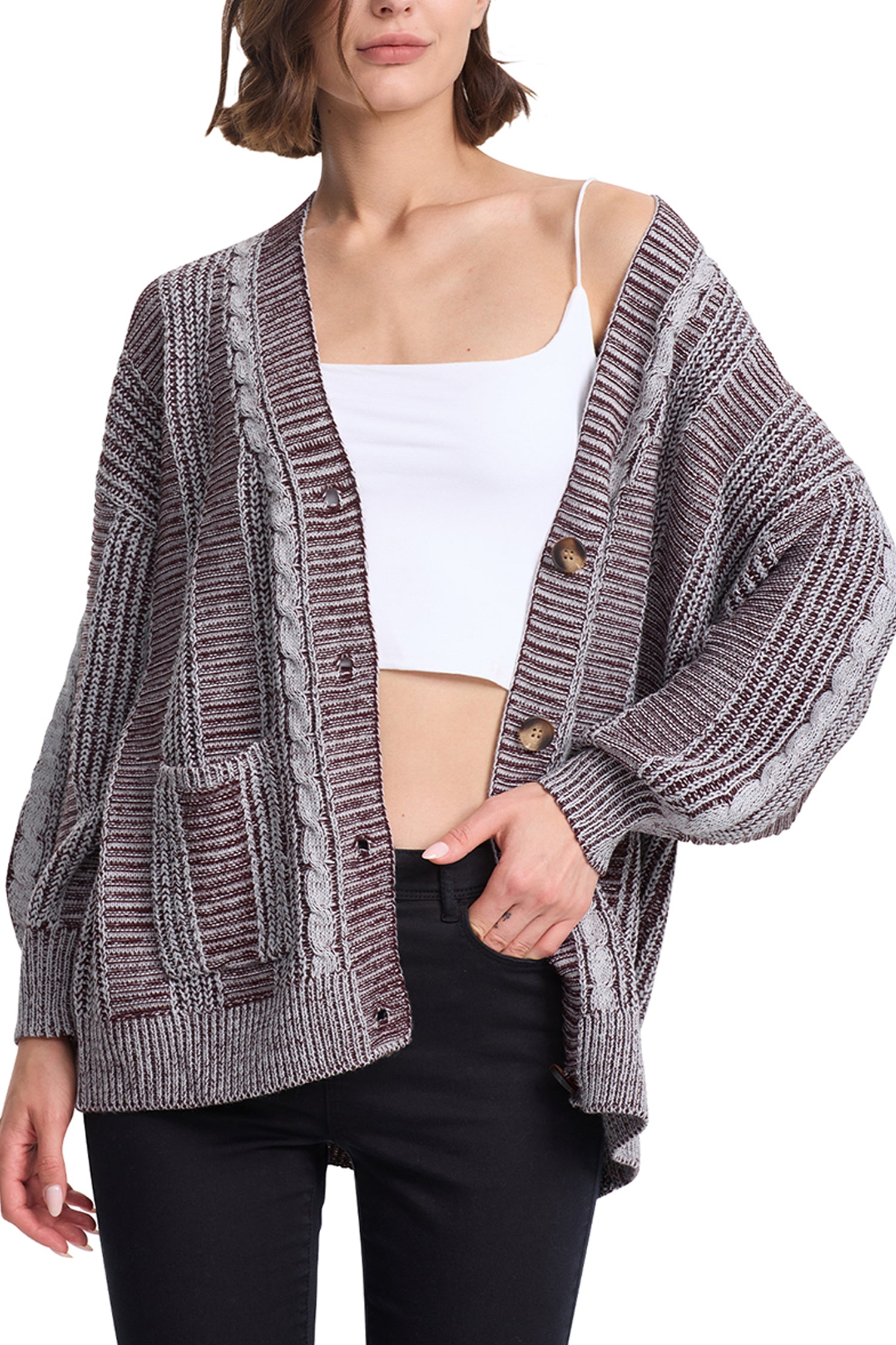 Cakulo Women's Chunky Cable Knit Cardigan 2024 Fall