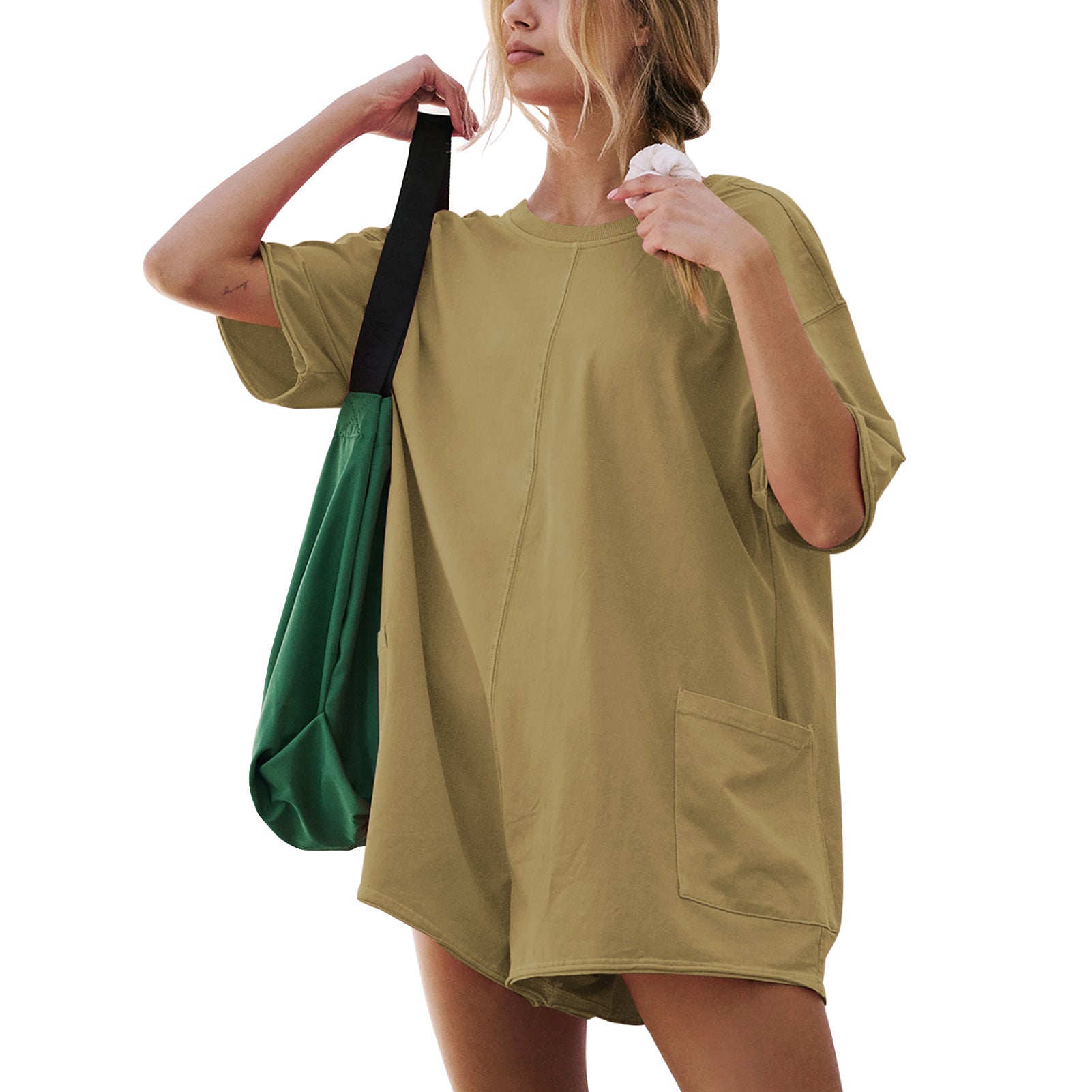 Cakulo Summer Oversized Tee Romper for Women