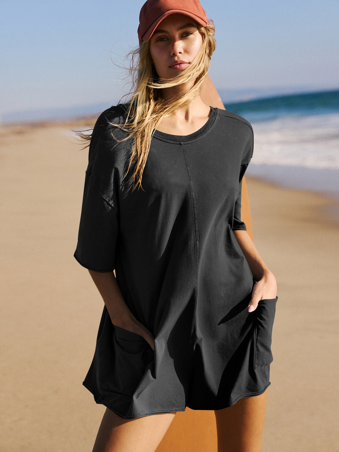 Cakulo Summer Oversized Tee Romper for Women