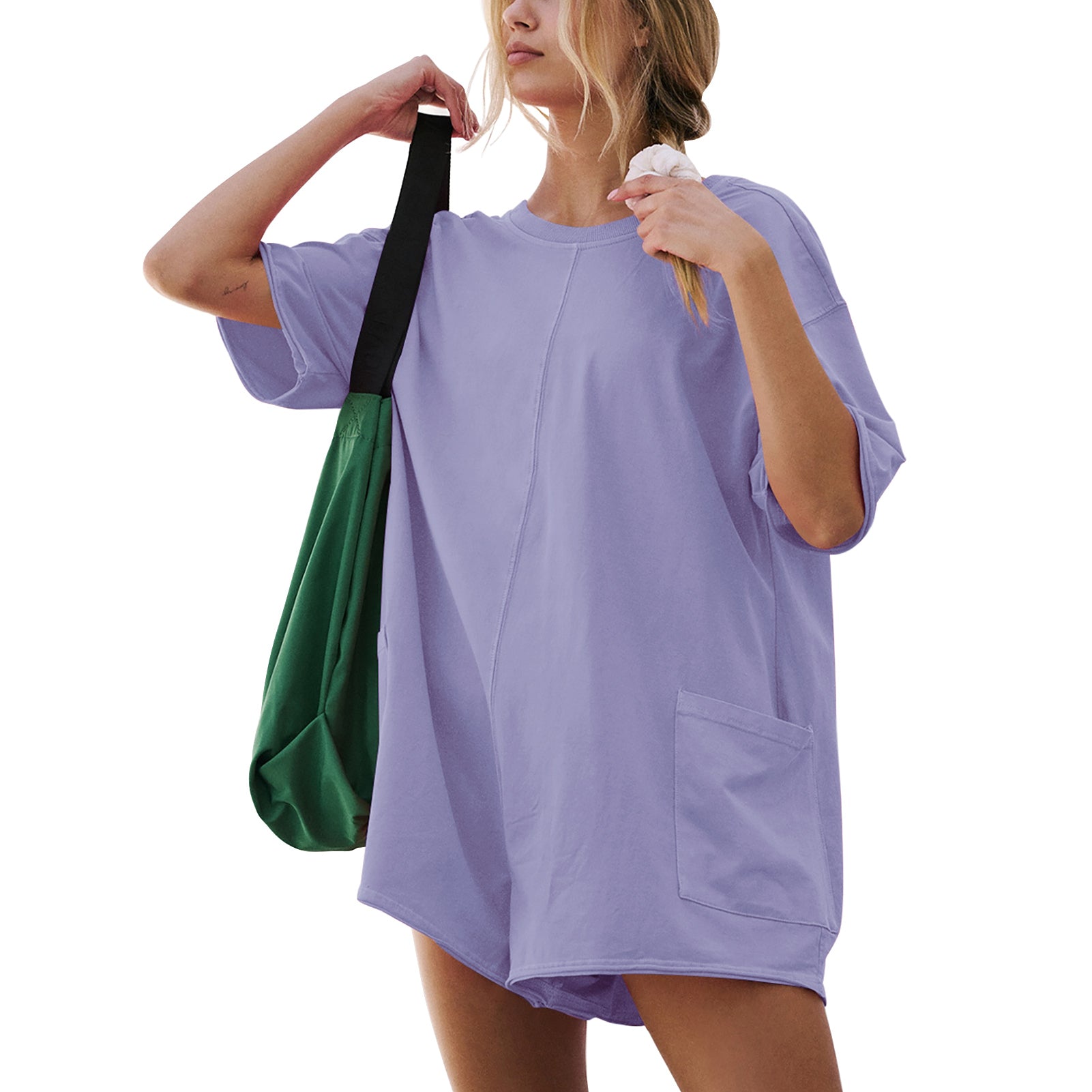 Cakulo Summer Oversized Tee Romper for Women