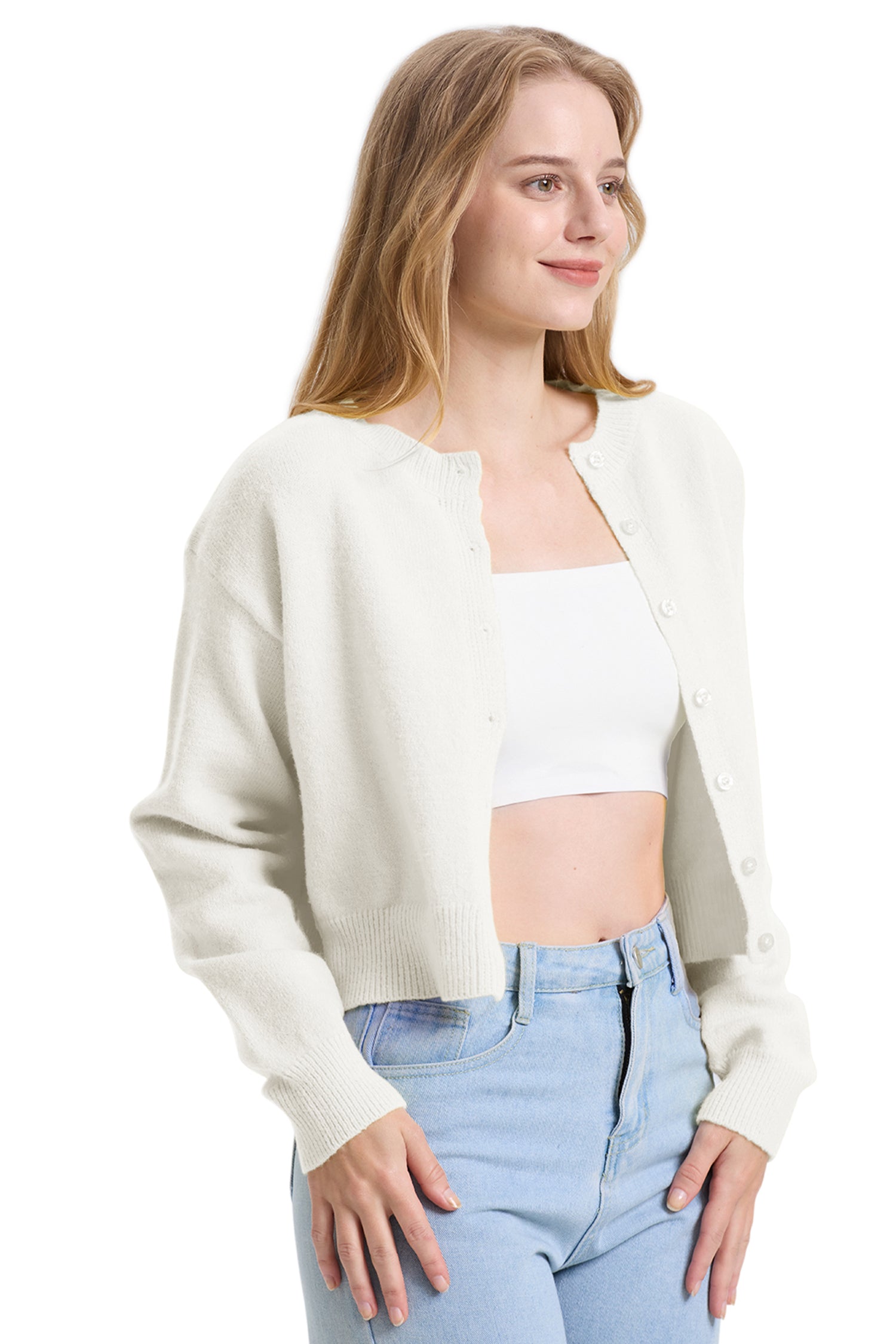 Cakulo Women's Cropped Cardigan Sweater Long Sleeve Y2K