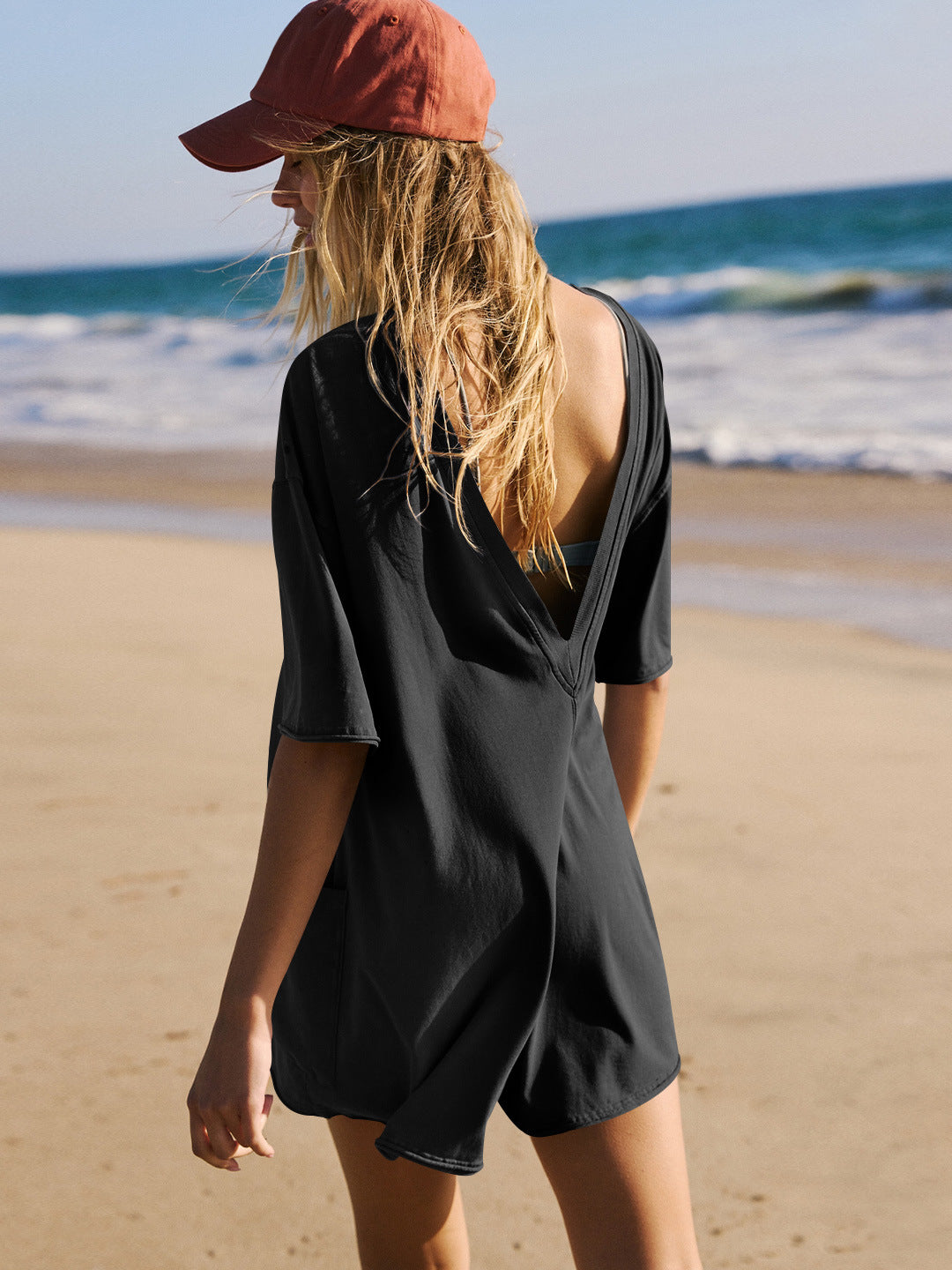 Cakulo Summer Oversized Tee Romper for Women