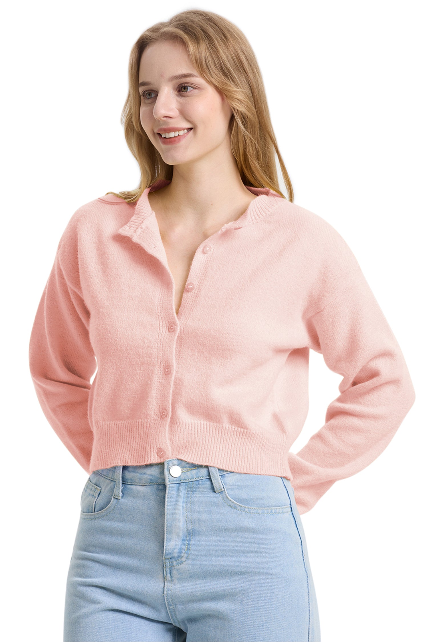 Cakulo Women's Cropped Cardigan Sweater Long Sleeve Y2K