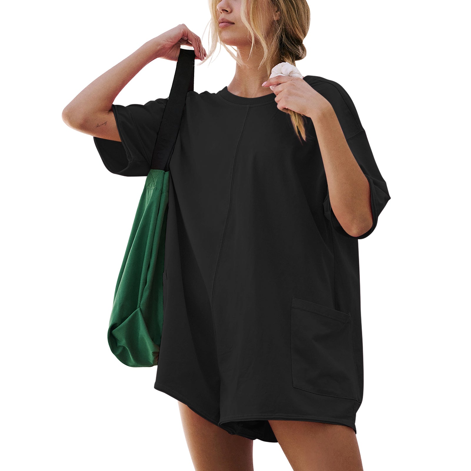 Cakulo Summer Oversized Tee Romper for Women