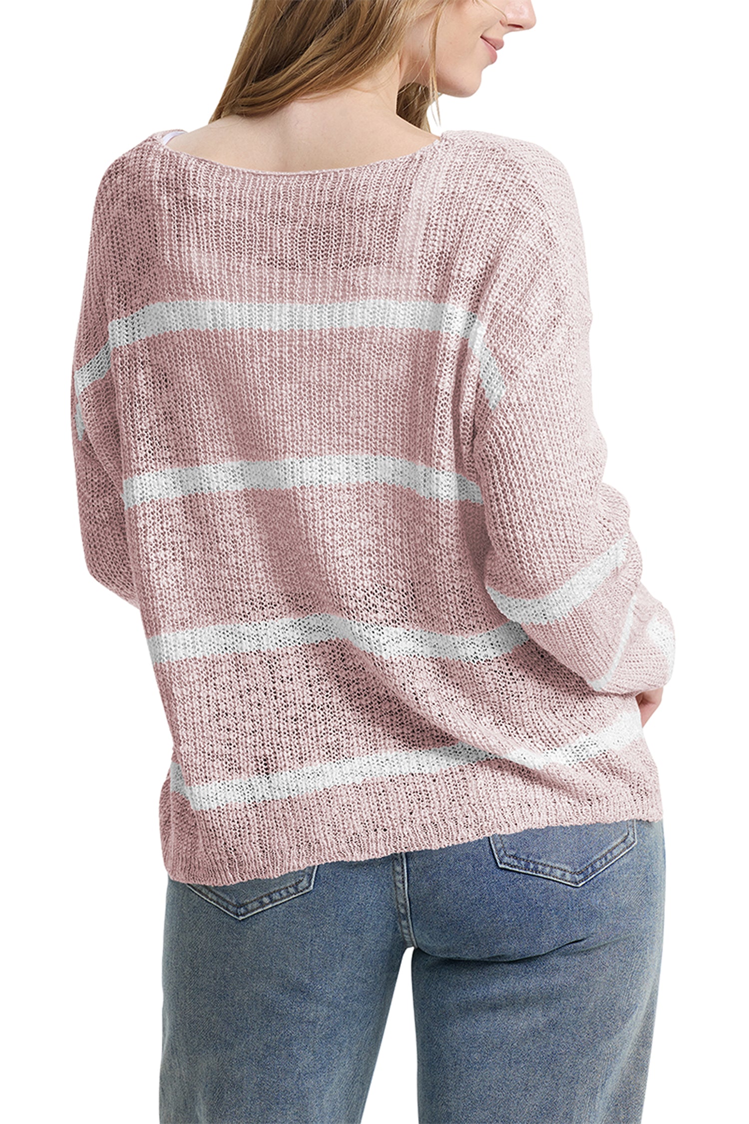 Cakulo Women's Off-Shoulder Striped Knit Sweater