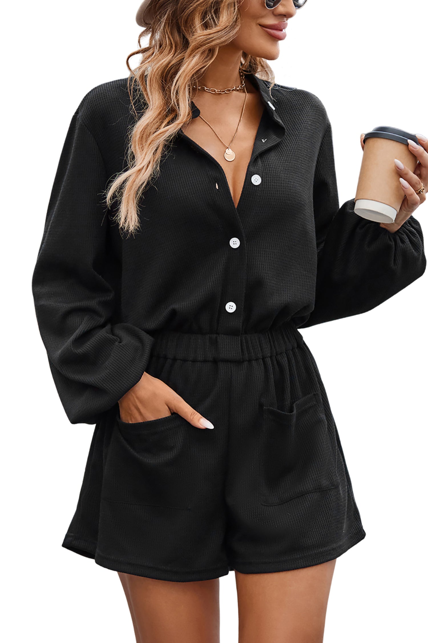 Long Sleeve Button Up Fashion Dress