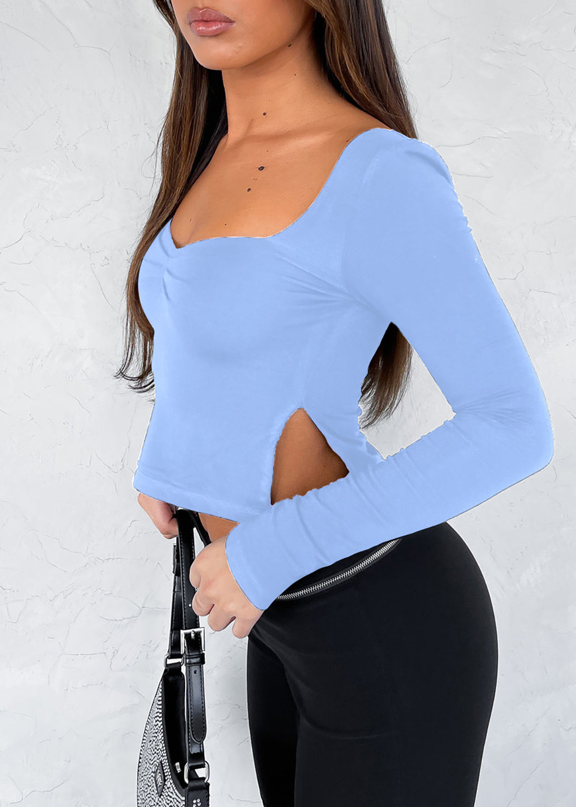 Cakulo Women Sweetheart Neck Long Sleeve