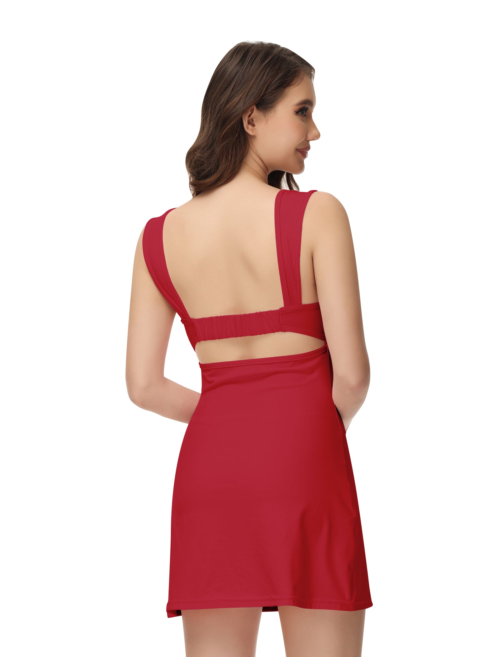 Cakulo Women Sexy Sleeveless Backless Flare Mini Dress