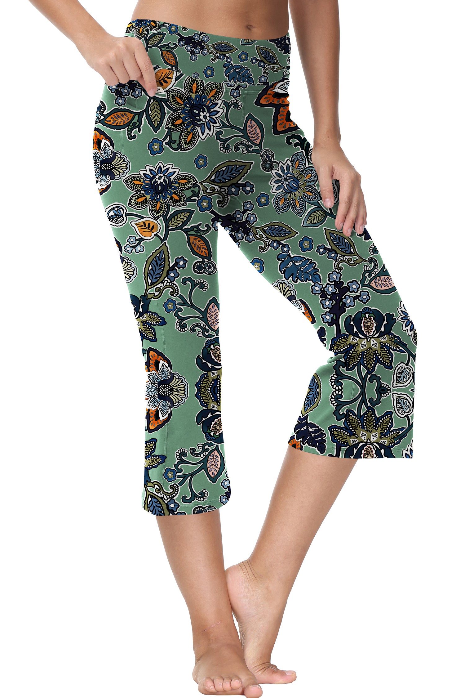 Cakulo Women's Plus Size Yoga Flare Capris