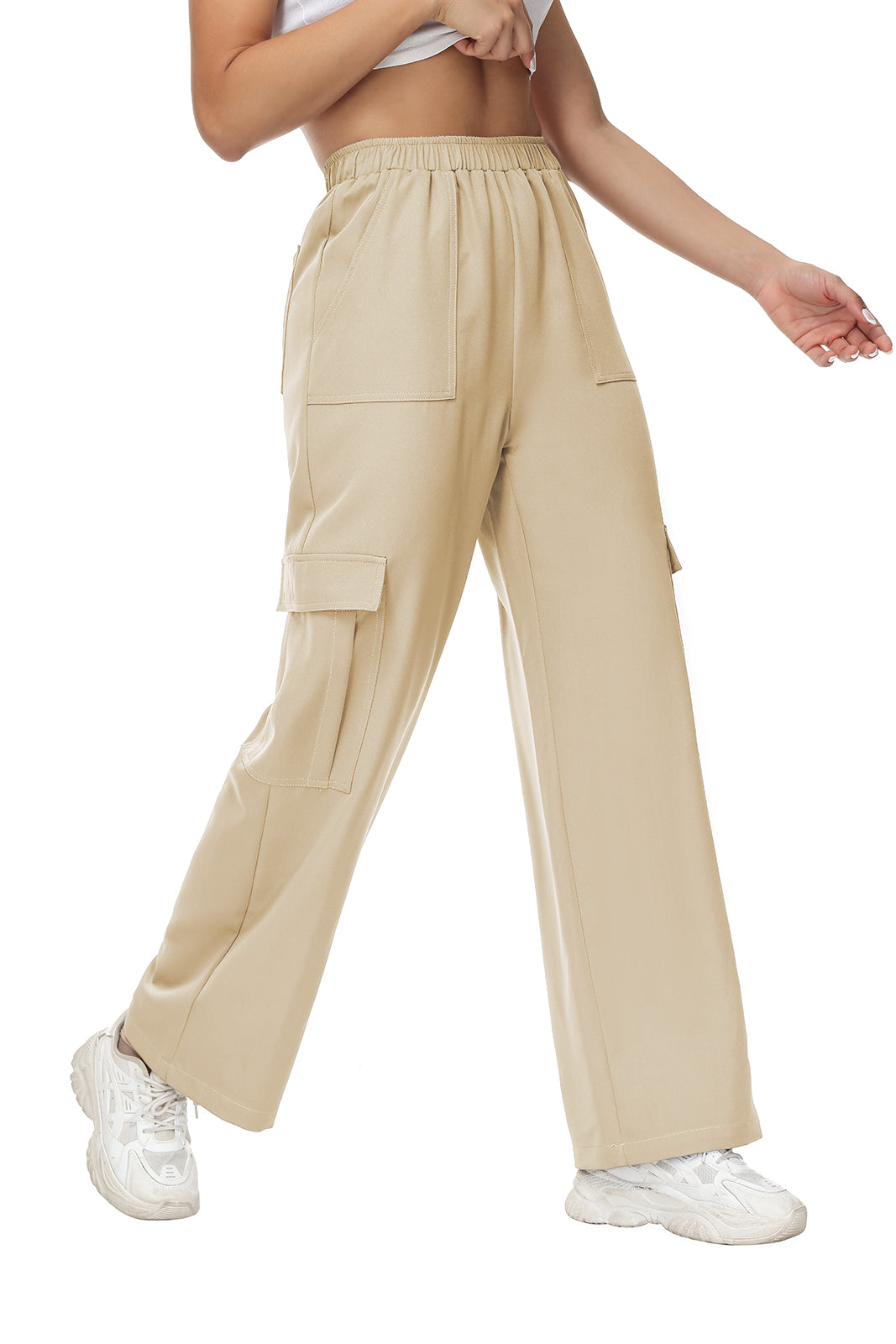 Cakulo Women's Wide Straight Leg Pants with 6 Pockets