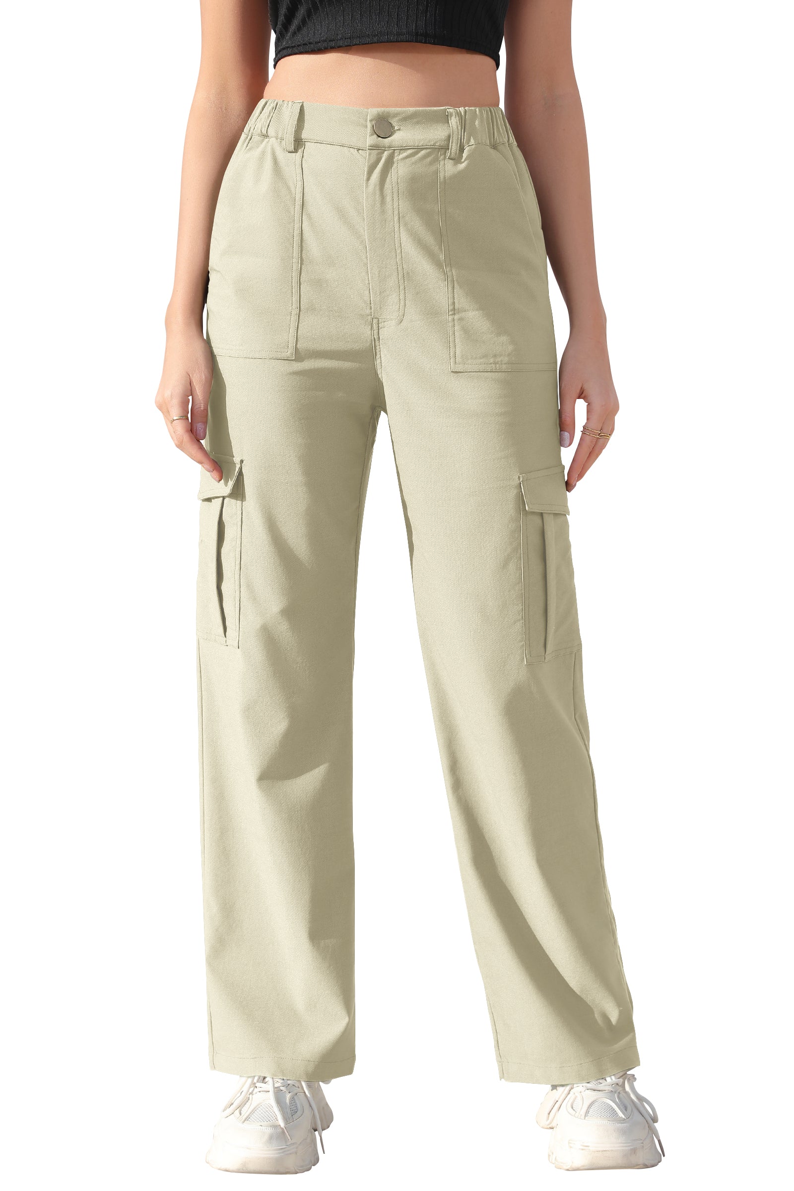 Cakulo Women's Wide Straight Leg Pants with 6 Pockets