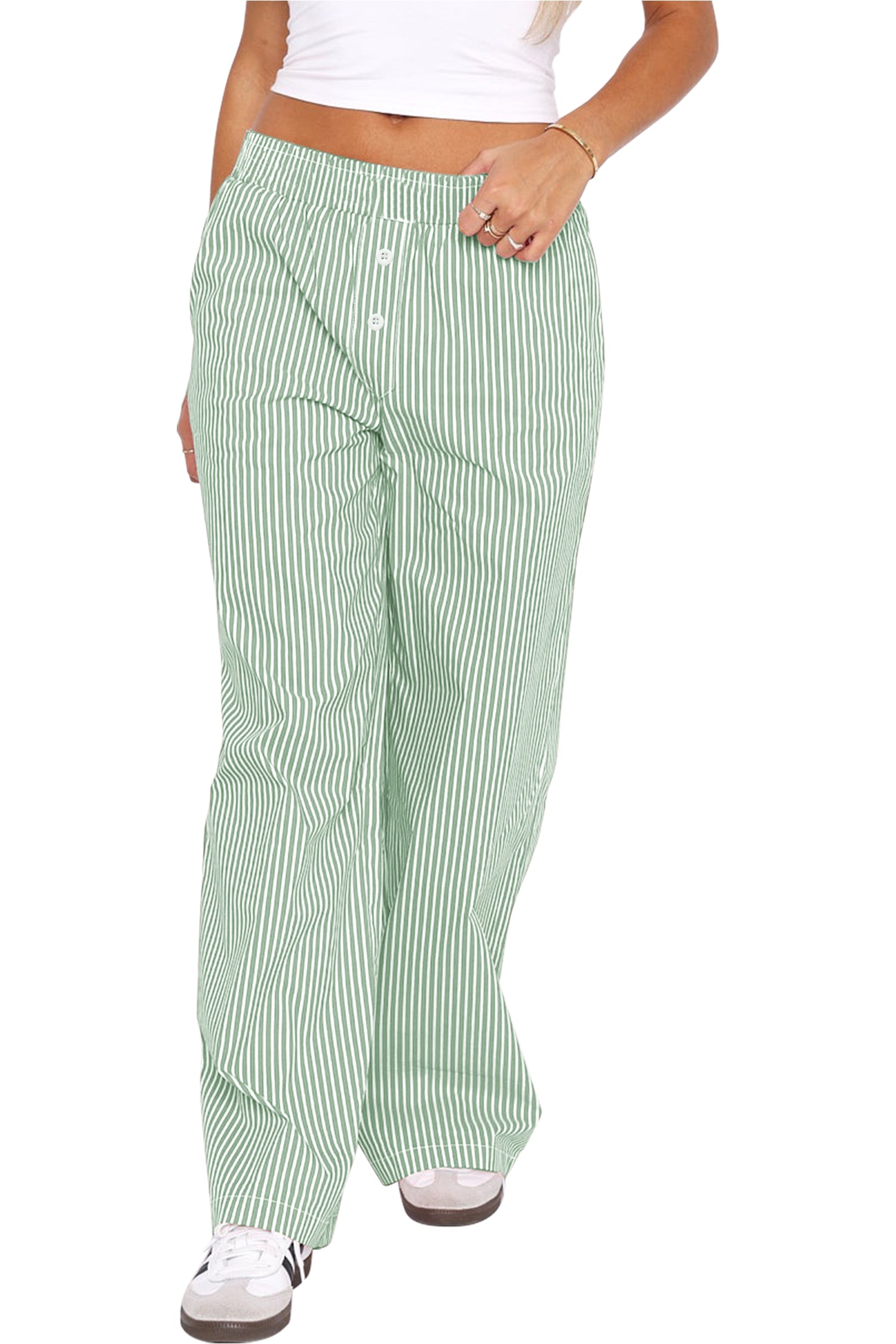 Cakulo Women's Casual Striped Wide-Leg Lounge Pants