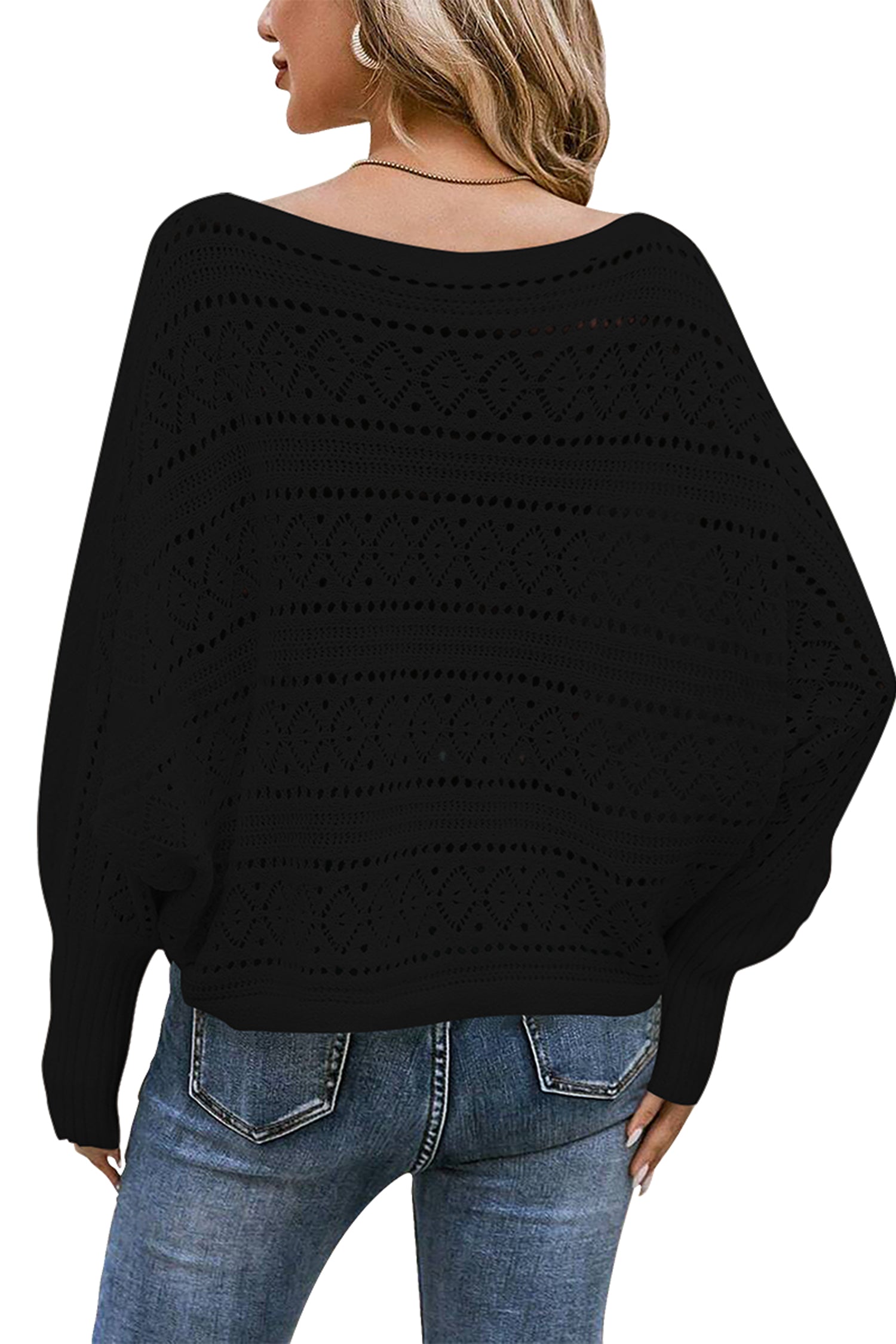 Cakulo Womens Off Shoulder Oversized Knit Batwing Sweater Top