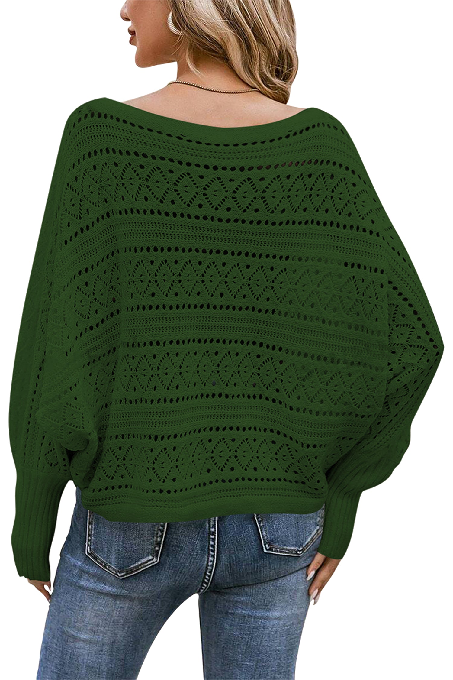 Cakulo Womens Off Shoulder Oversized Knit Batwing Sweater Top