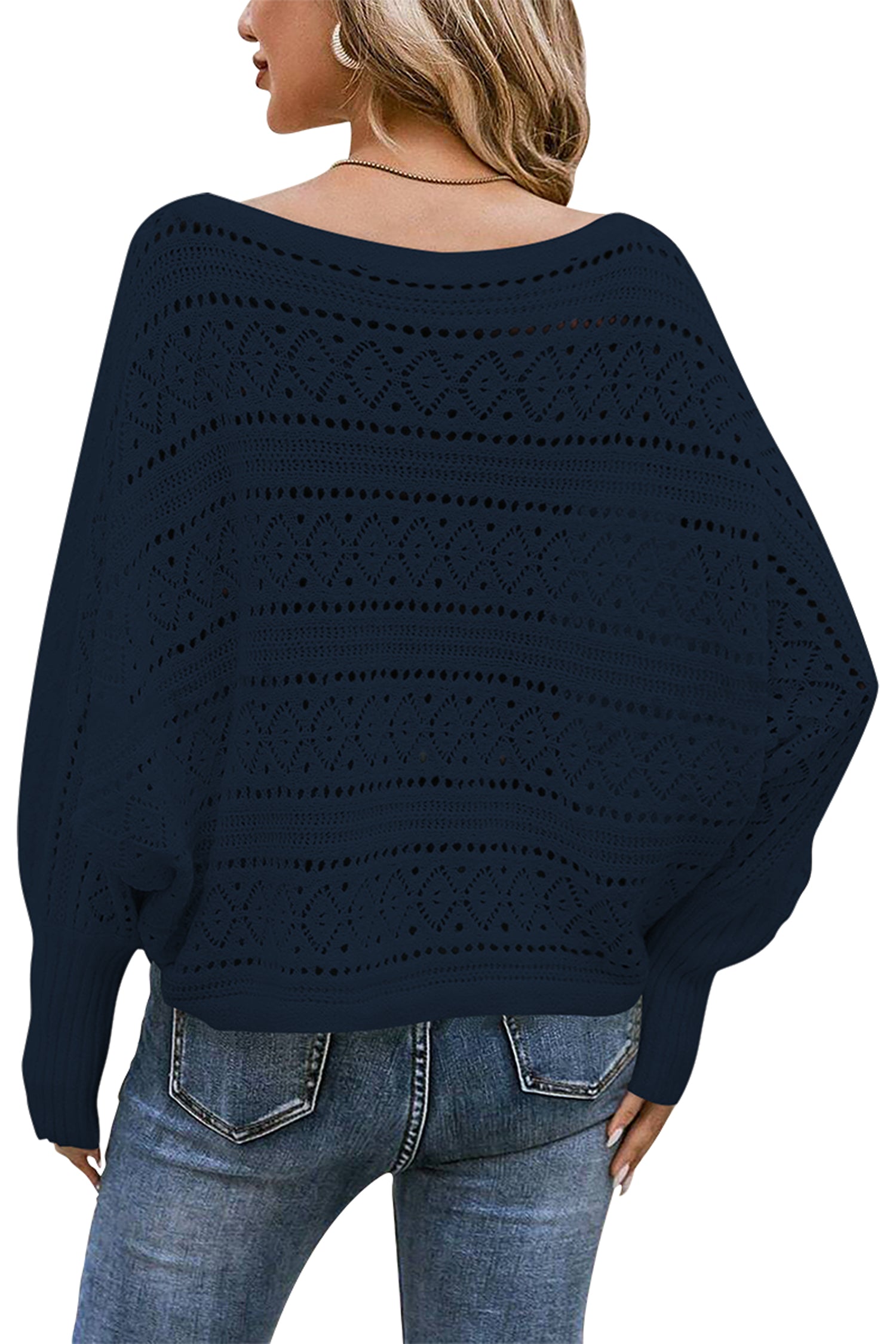 Cakulo Womens Off Shoulder Oversized Knit Batwing Sweater Top