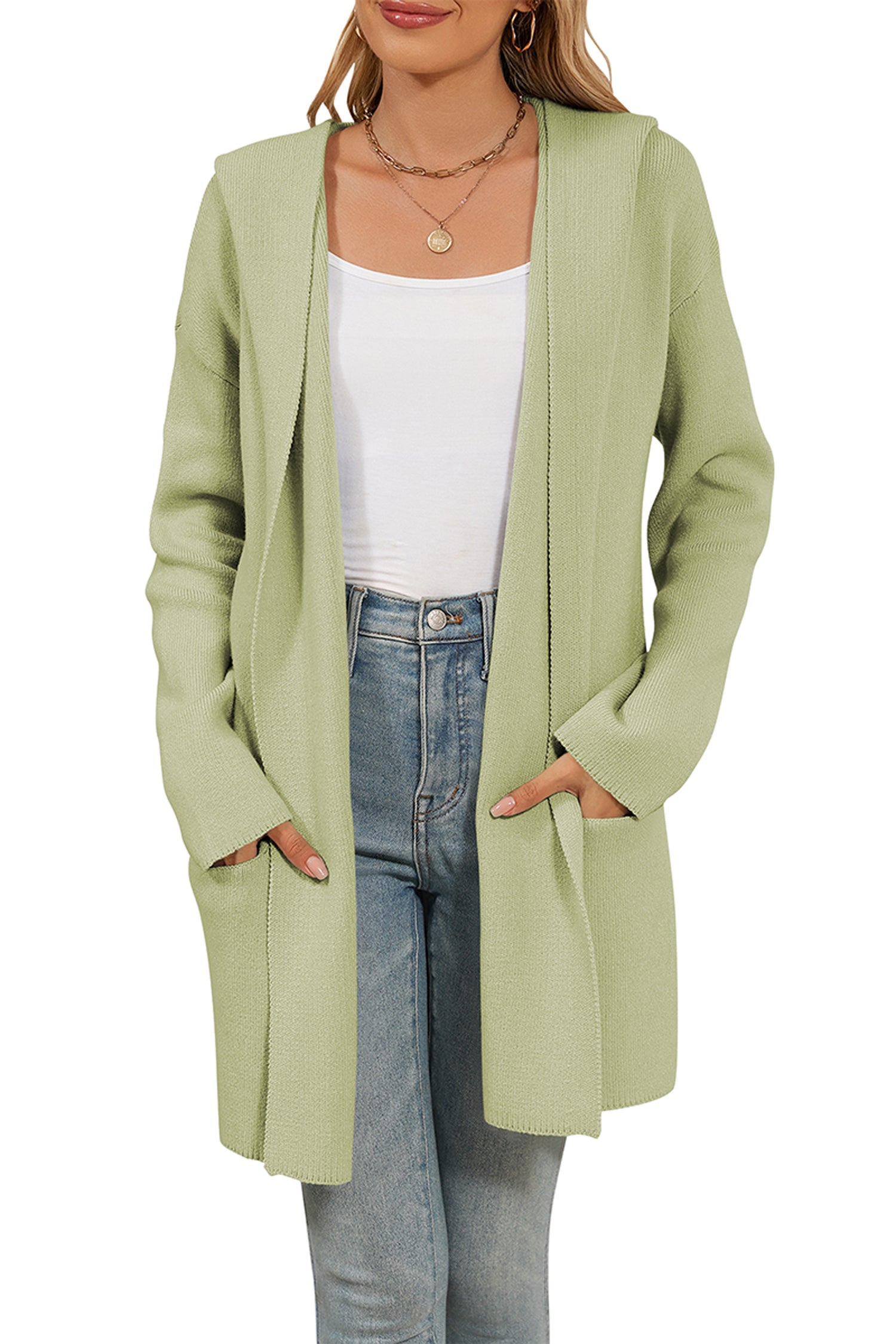 Cakulo Women's Long Hooded Oversized Cardigan Sweaters with Pockets