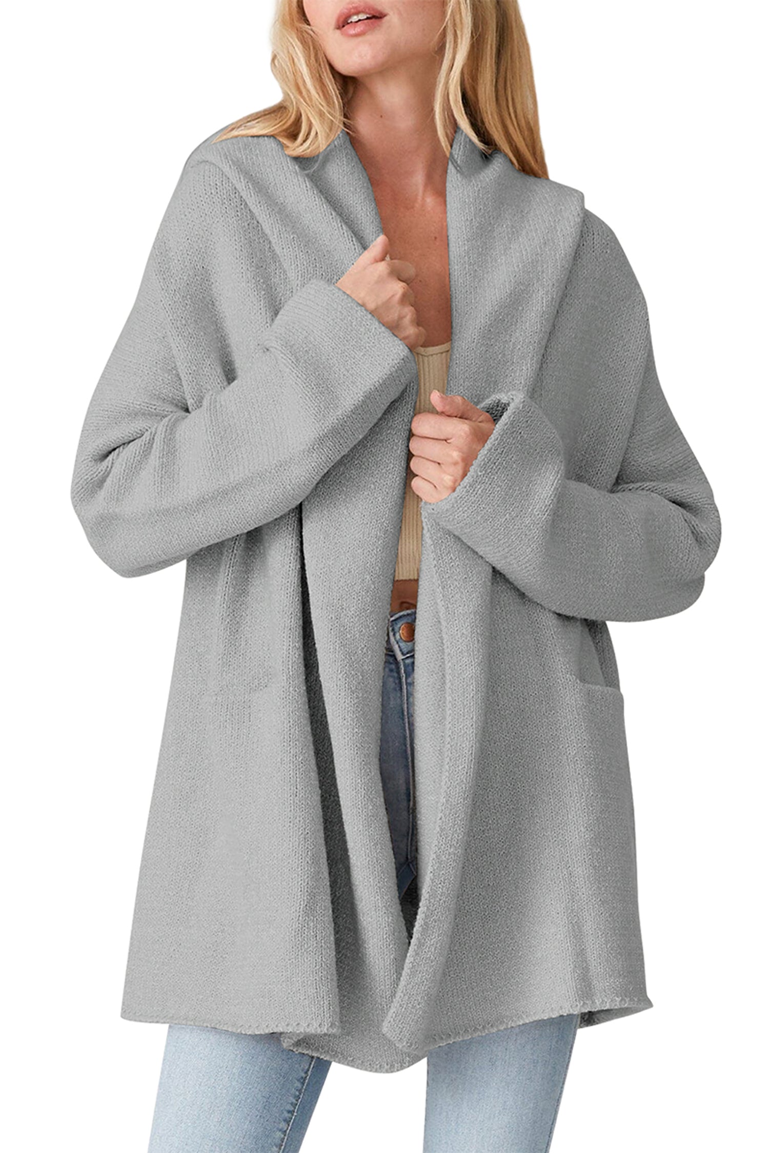 Cakulo Women's Long Hooded Oversized Cardigan Sweaters with Pockets