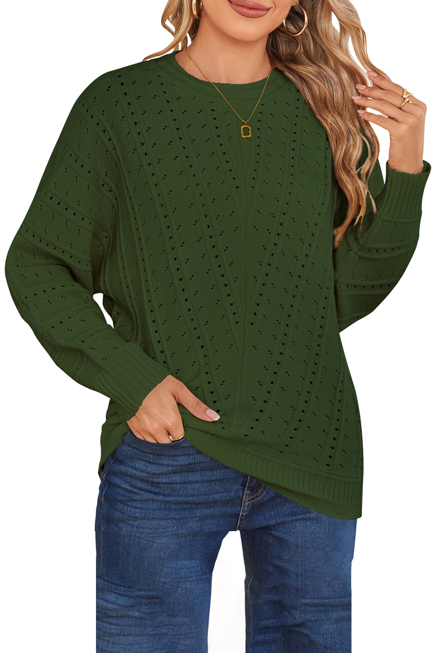 Cakulo Women's Oversized Crochet Knit Sweater