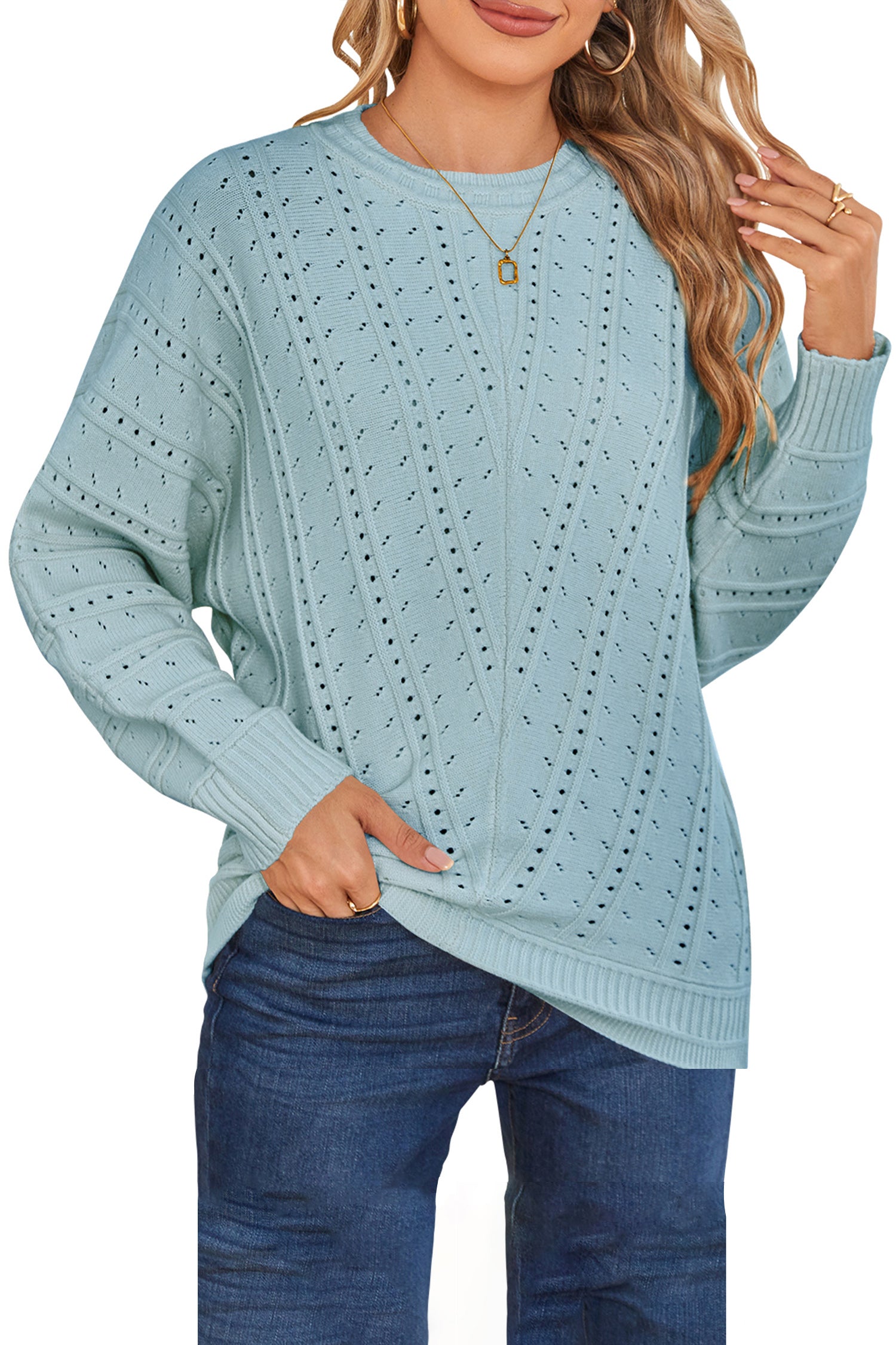 Cakulo Women's Oversized Crochet Knit Sweater