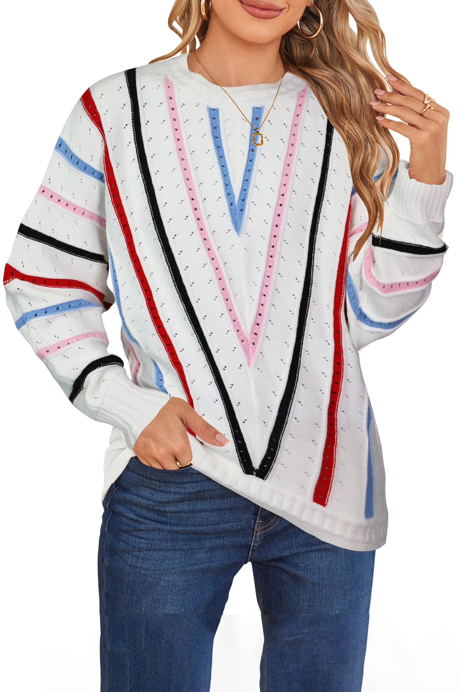 Cakulo Women's Oversized Crochet Knit Sweater