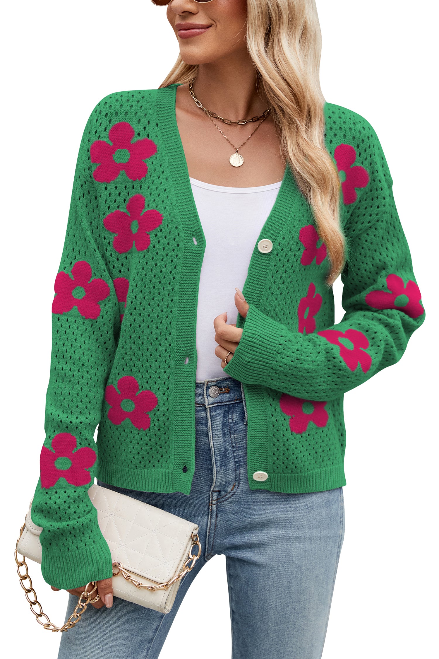 Cakulo Women's Crochet Cropped Cardigan Sweaters 2024