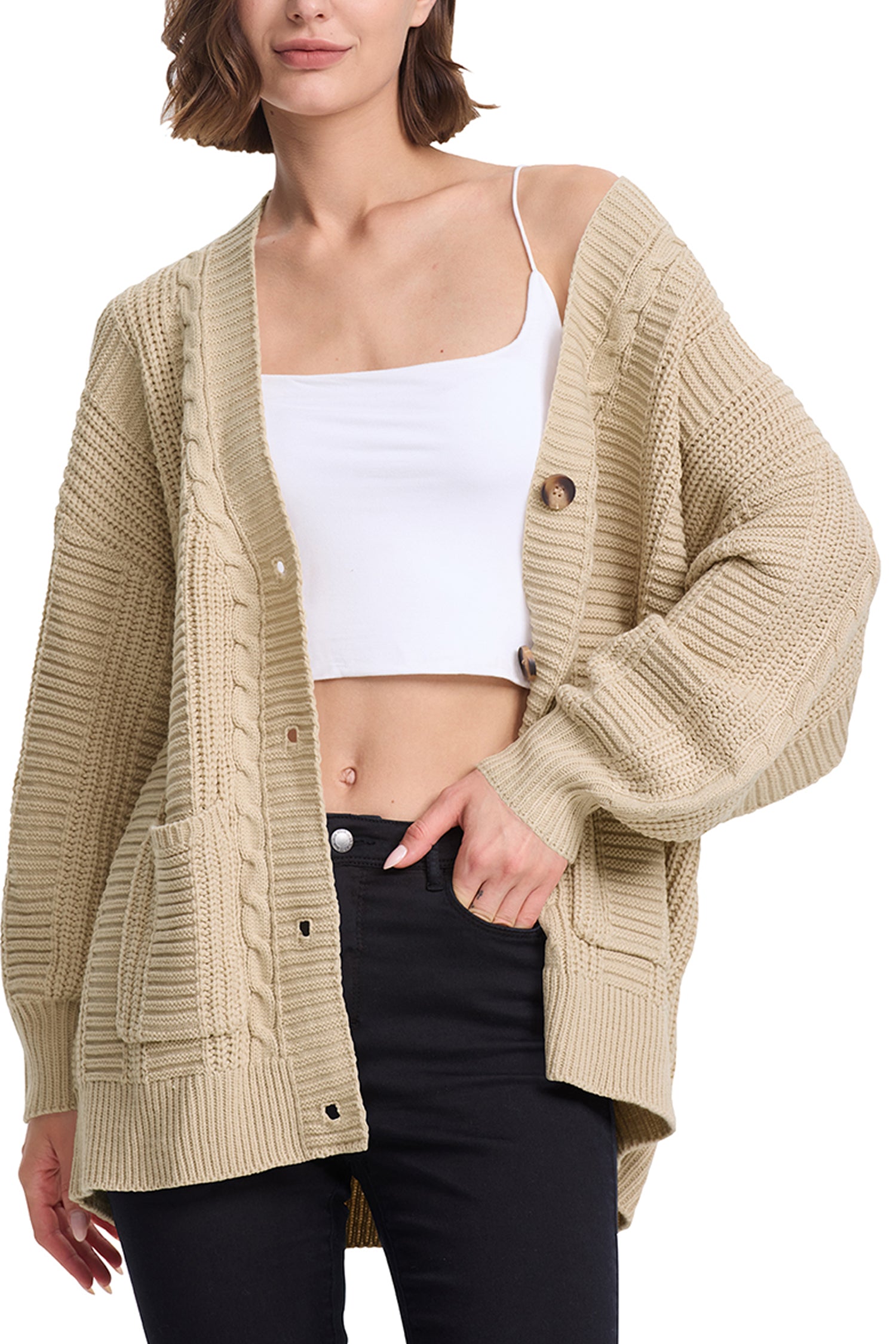 Cakulo Women's Chunky Cable Knit Cardigan 2024 Fall