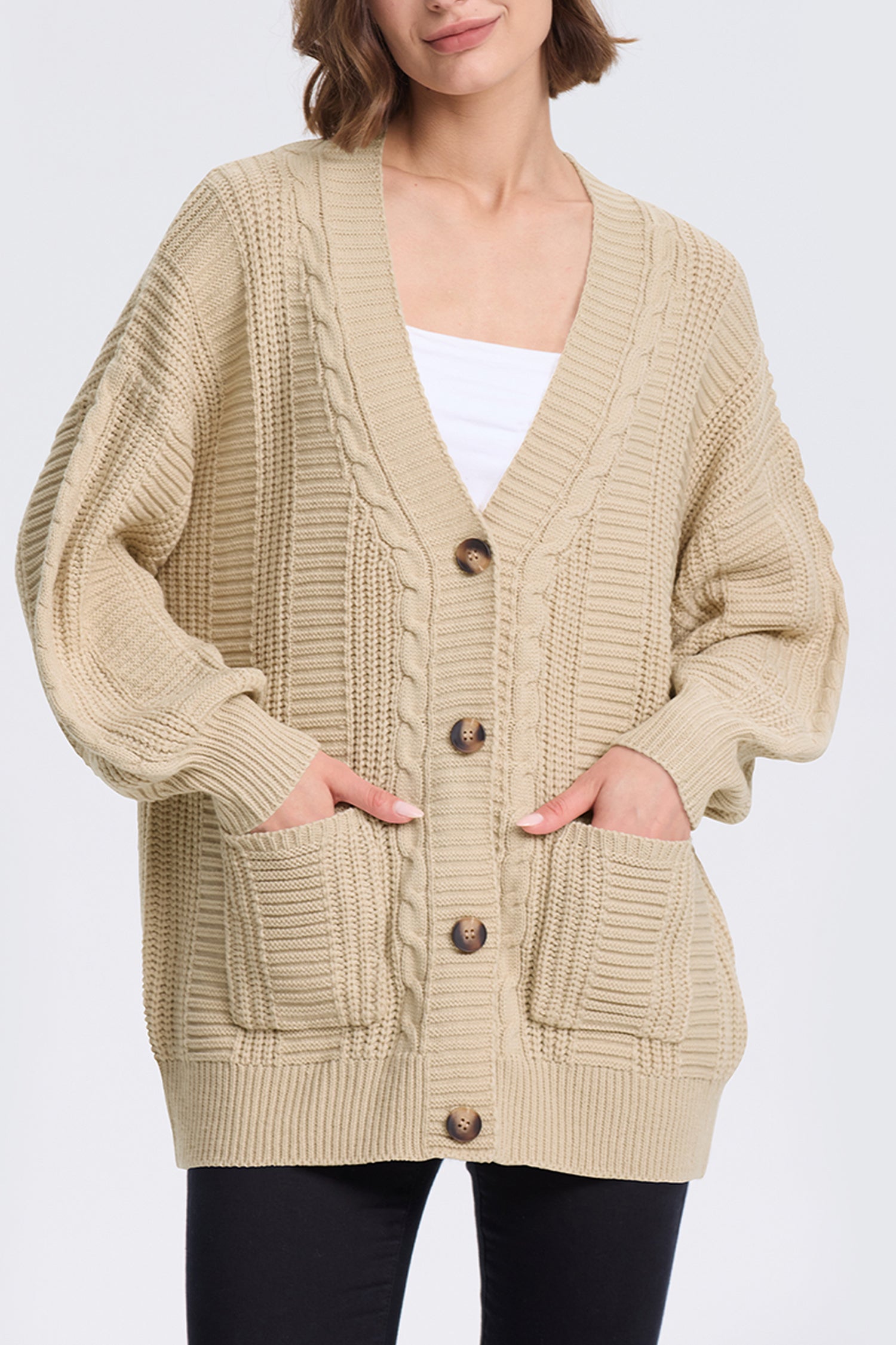 Cakulo Women's Chunky Cable Knit Cardigan 2024 Fall