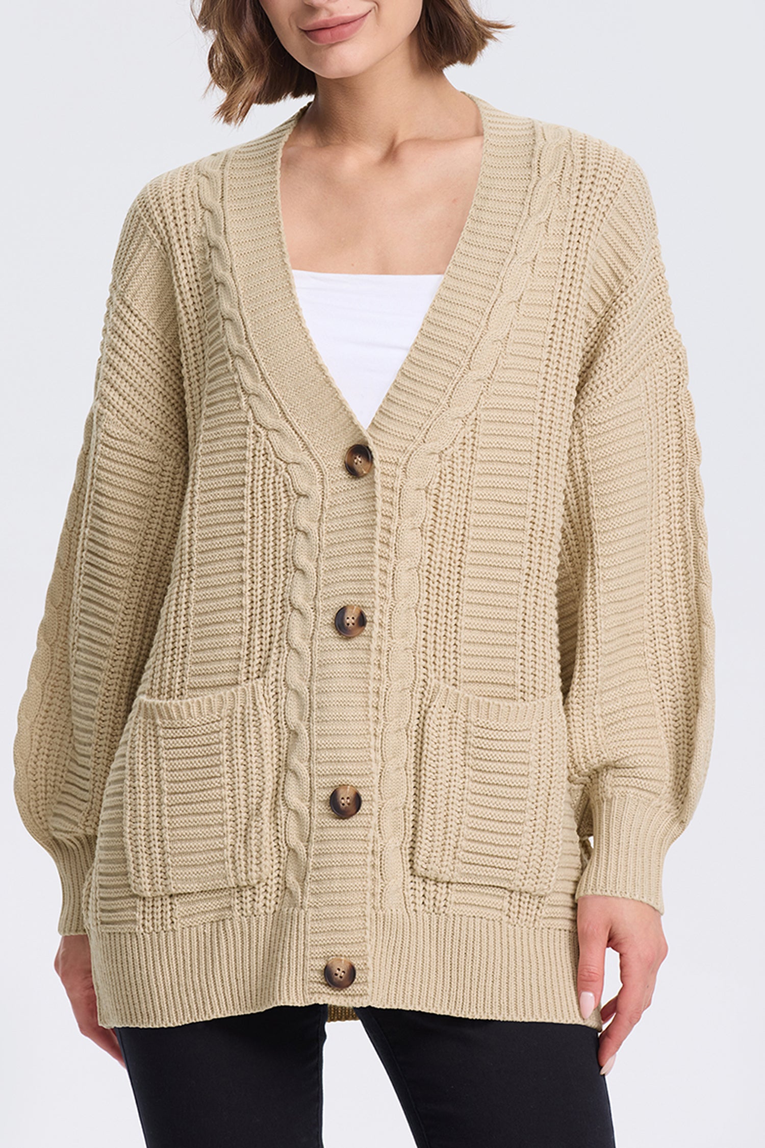 Cakulo Women's Chunky Cable Knit Cardigan 2024 Fall