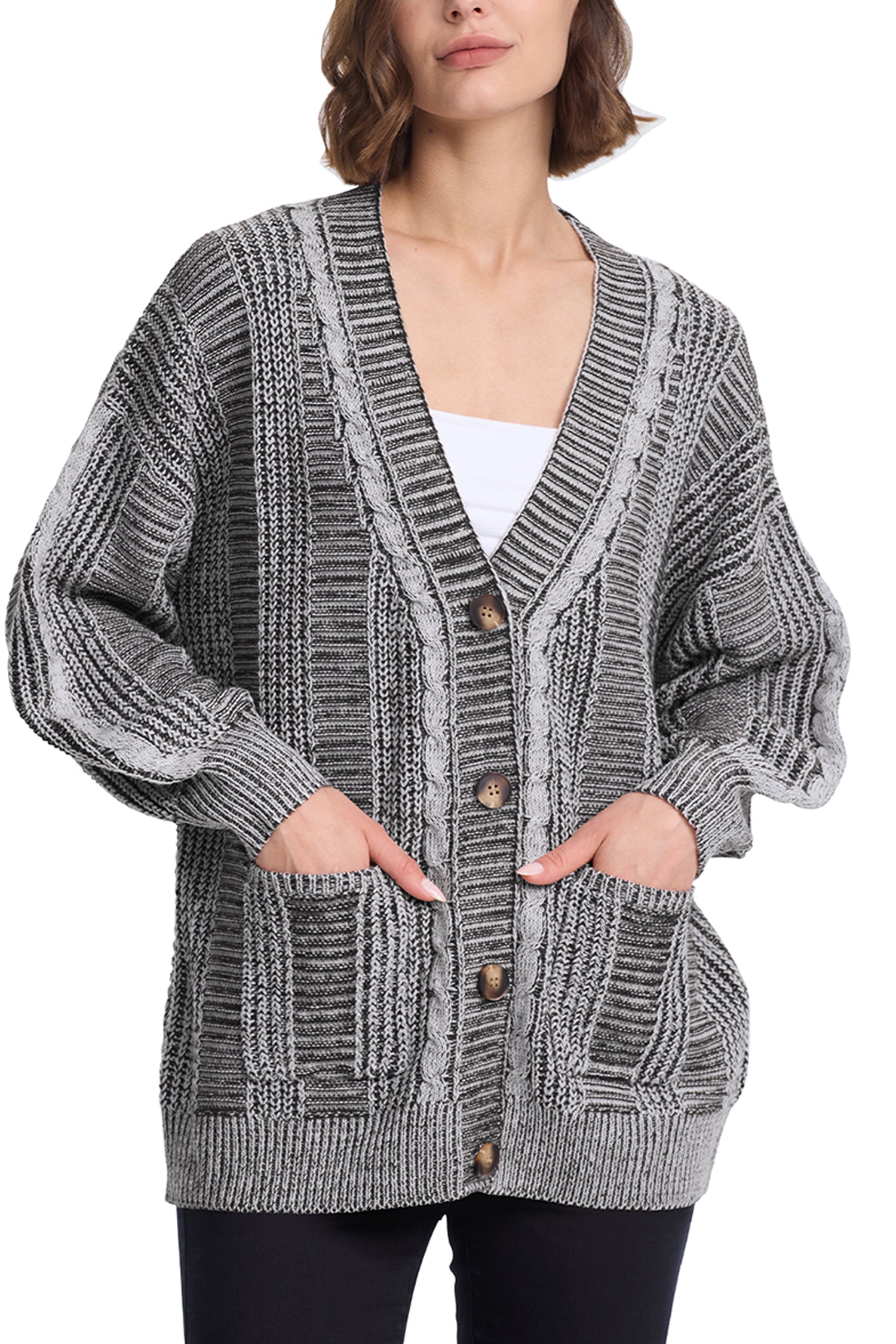 Cakulo Women's Chunky Cable Knit Cardigan 2024 Fall