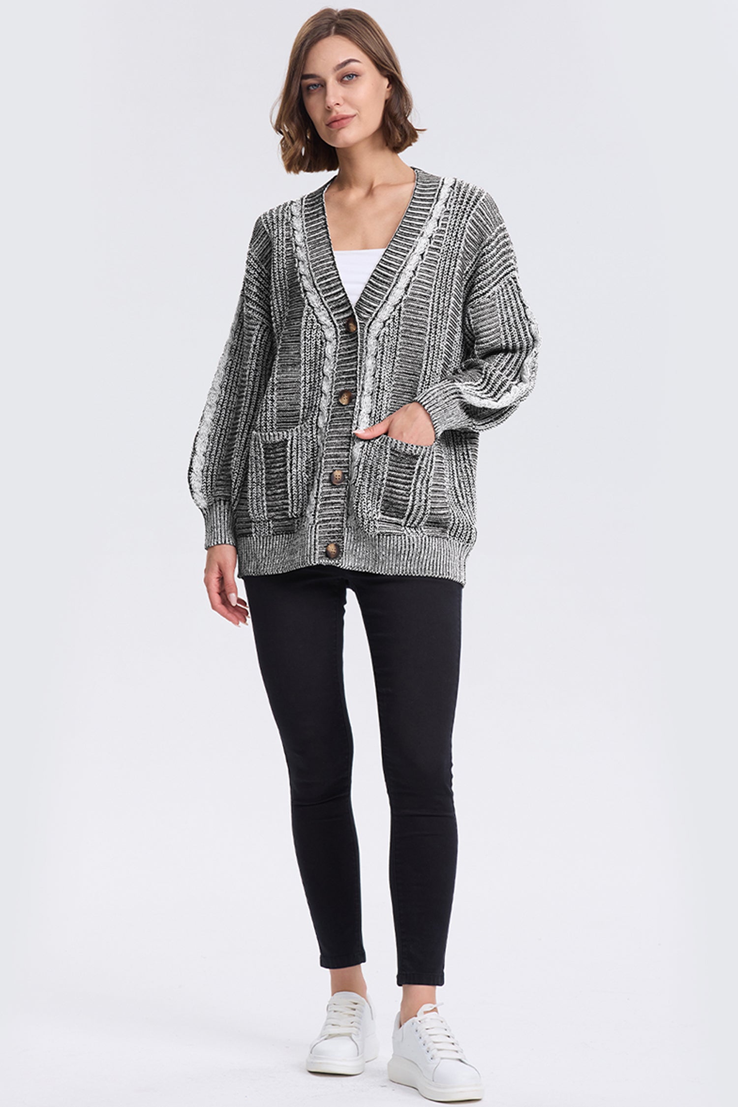 Cakulo Women's Chunky Cable Knit Cardigan 2024 Fall