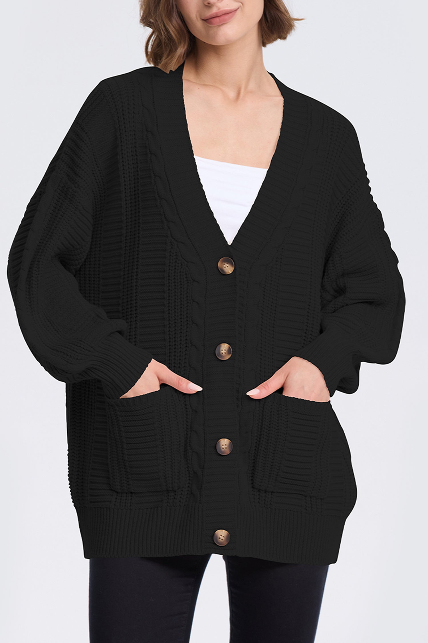 Cakulo Women's Chunky Cable Knit Cardigan 2024 Fall