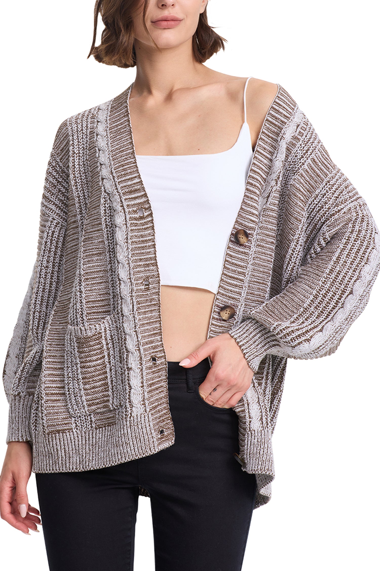 Cakulo Women's Chunky Cable Knit Cardigan 2024 Fall