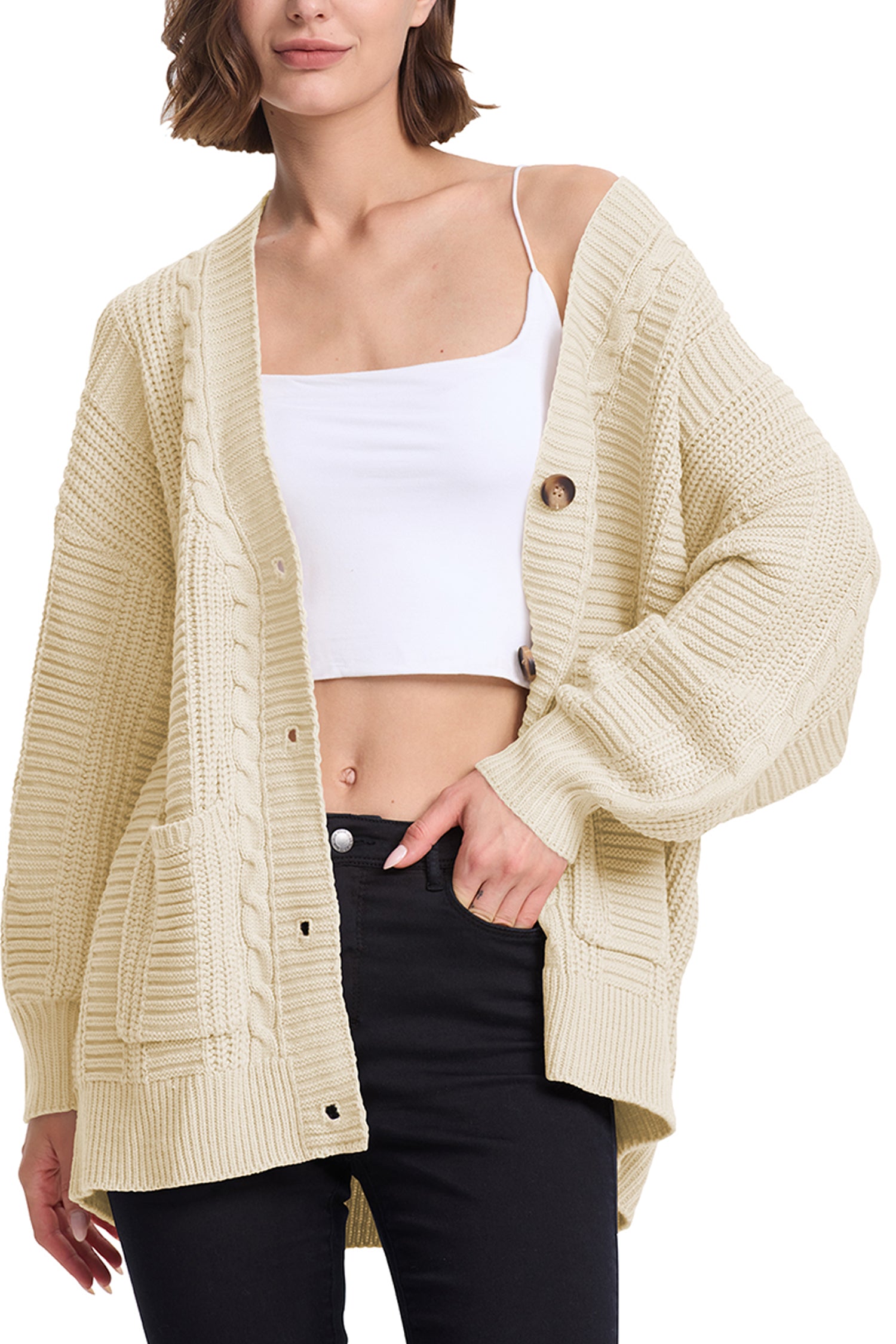 Cakulo Women's Chunky Cable Knit Cardigan 2024 Fall