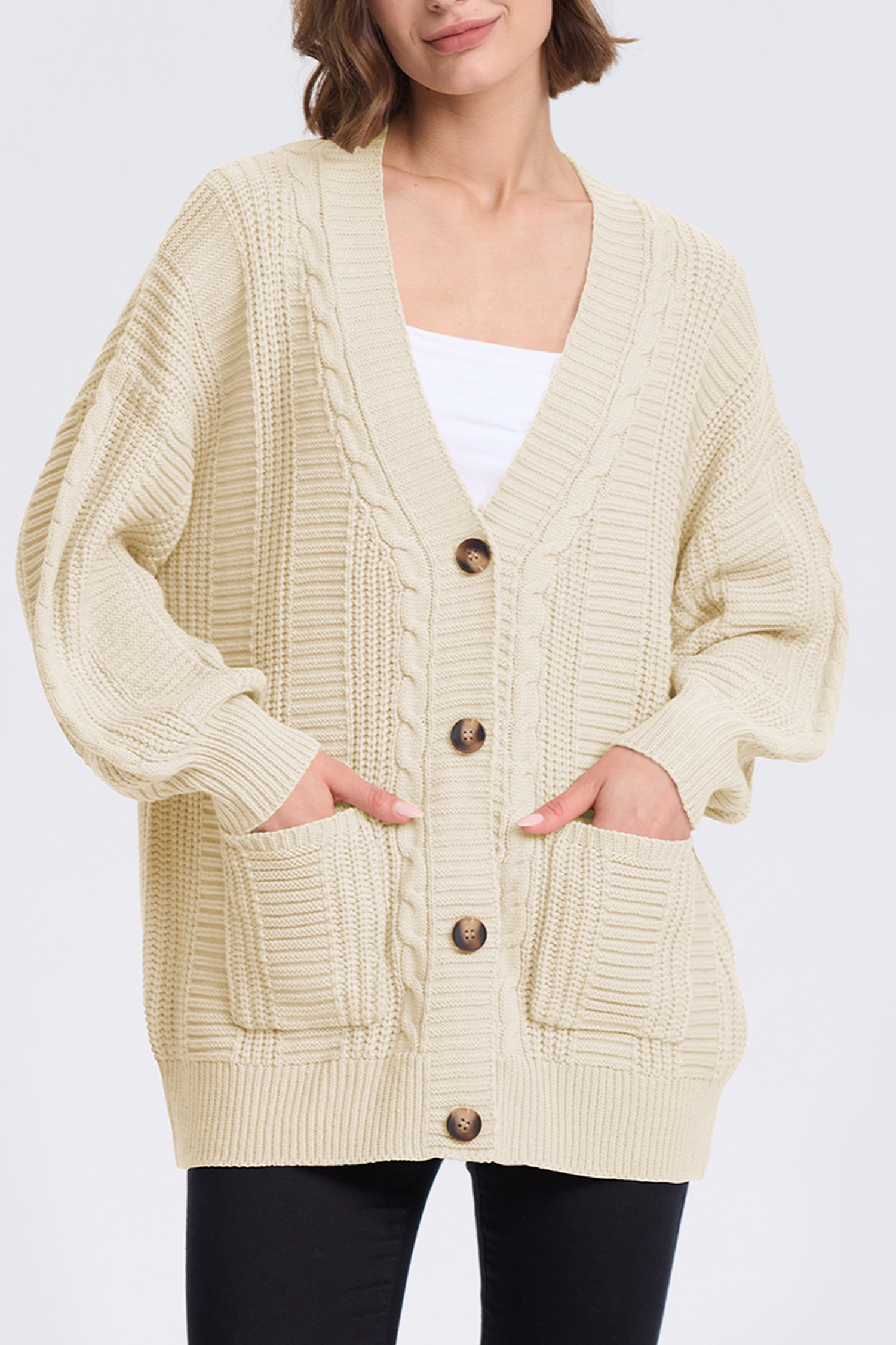 Cakulo Women's Chunky Cable Knit Cardigan 2024 Fall