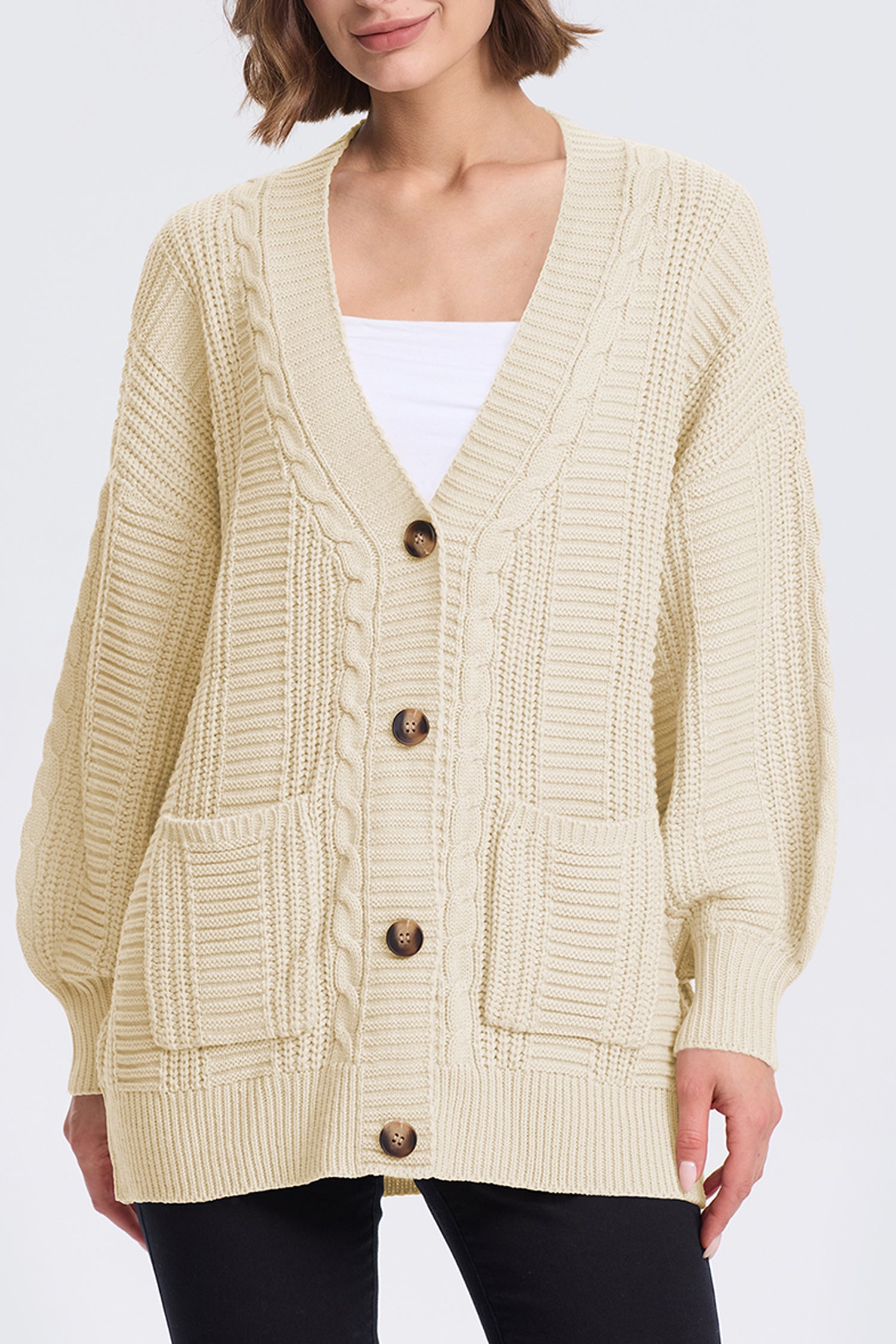 Cakulo Women's Chunky Cable Knit Cardigan 2024 Fall