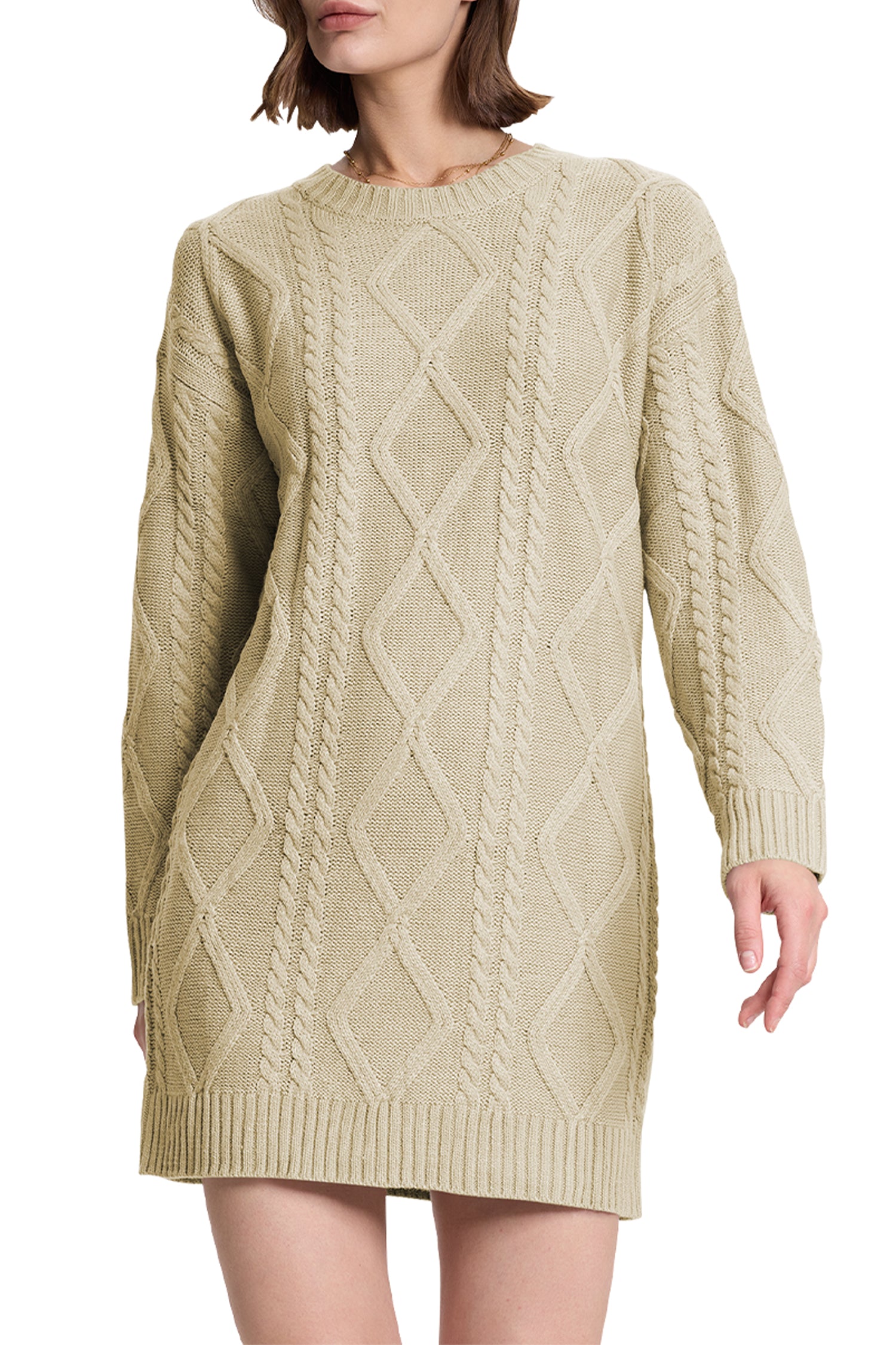 Cakulo Women's Oversized Cable Knit Sweater Dress