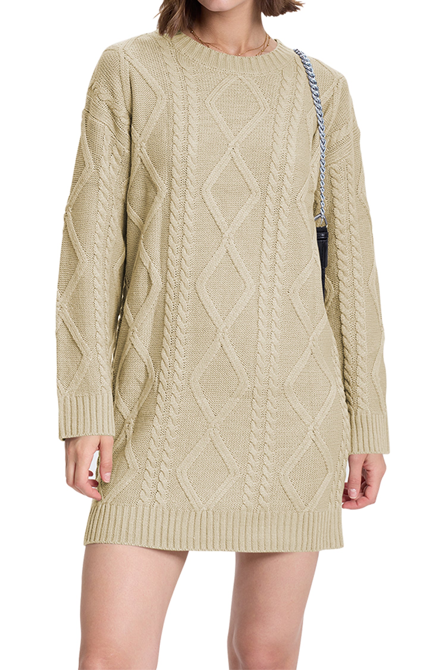 Cakulo Women's Oversized Cable Knit Sweater Dress