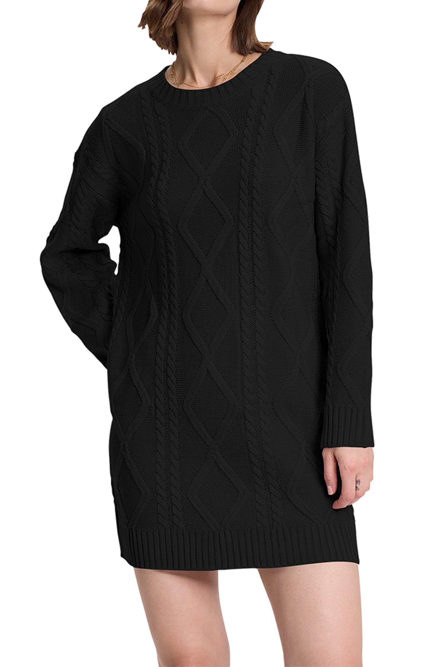 Cakulo Women's Oversized Cable Knit Sweater Dress