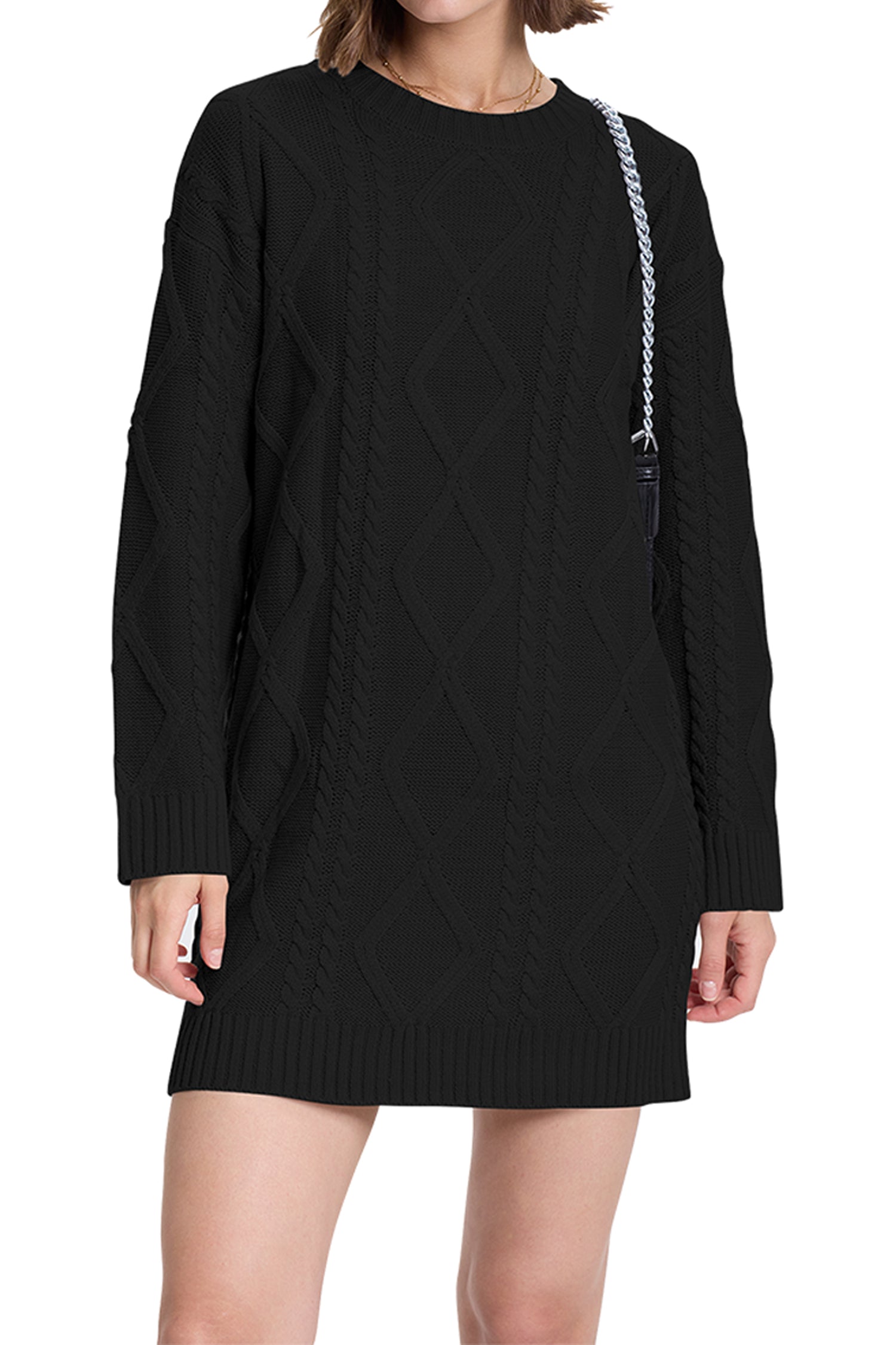 Cakulo Women's Oversized Cable Knit Sweater Dress