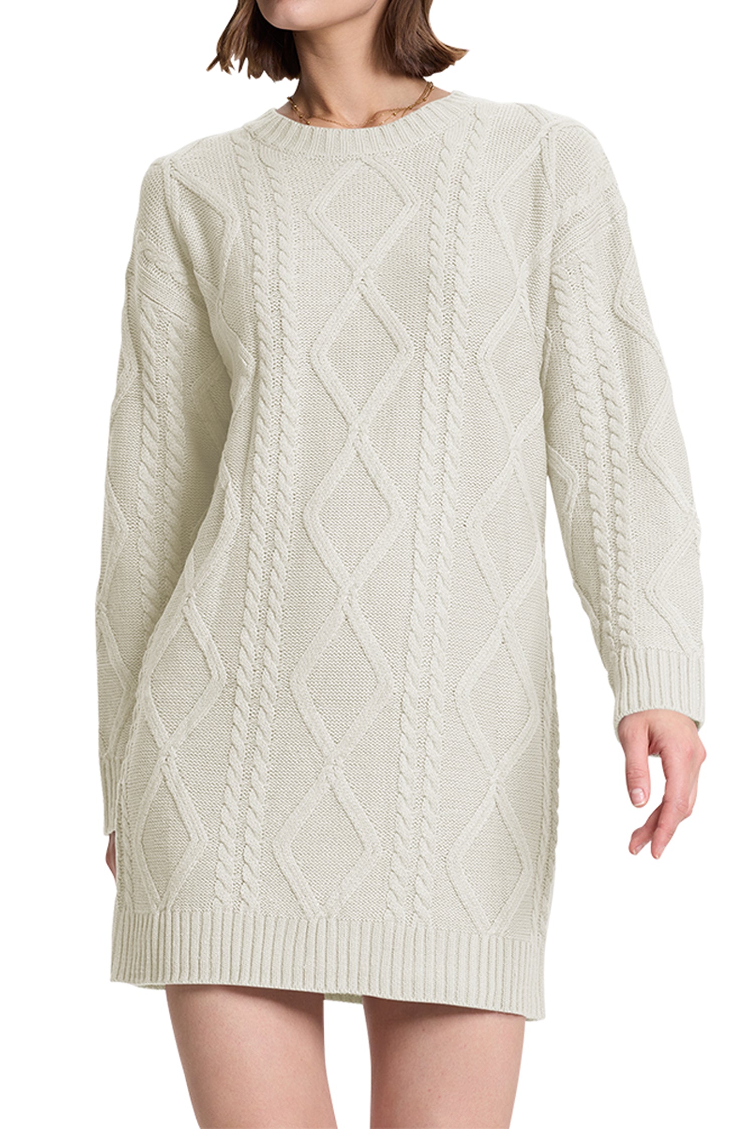 Cakulo Women's Oversized Cable Knit Sweater Dress