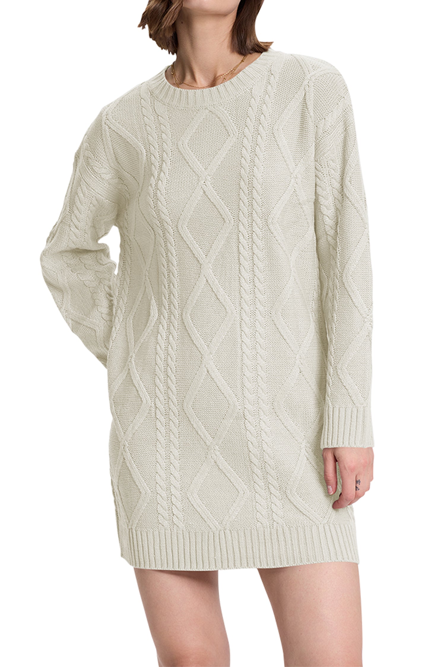 Cakulo Women's Oversized Cable Knit Sweater Dress