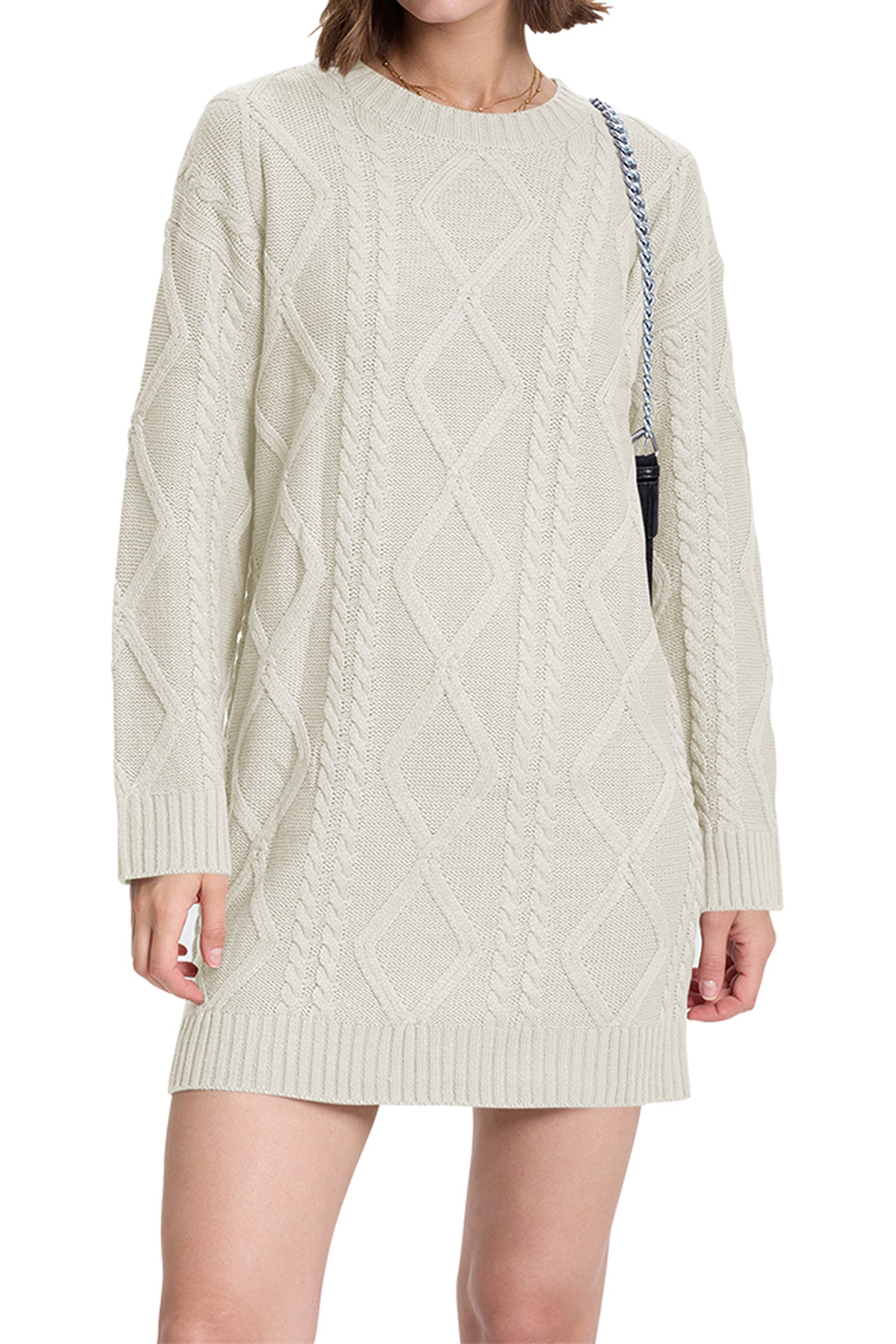 Cakulo Women's Oversized Cable Knit Sweater Dress