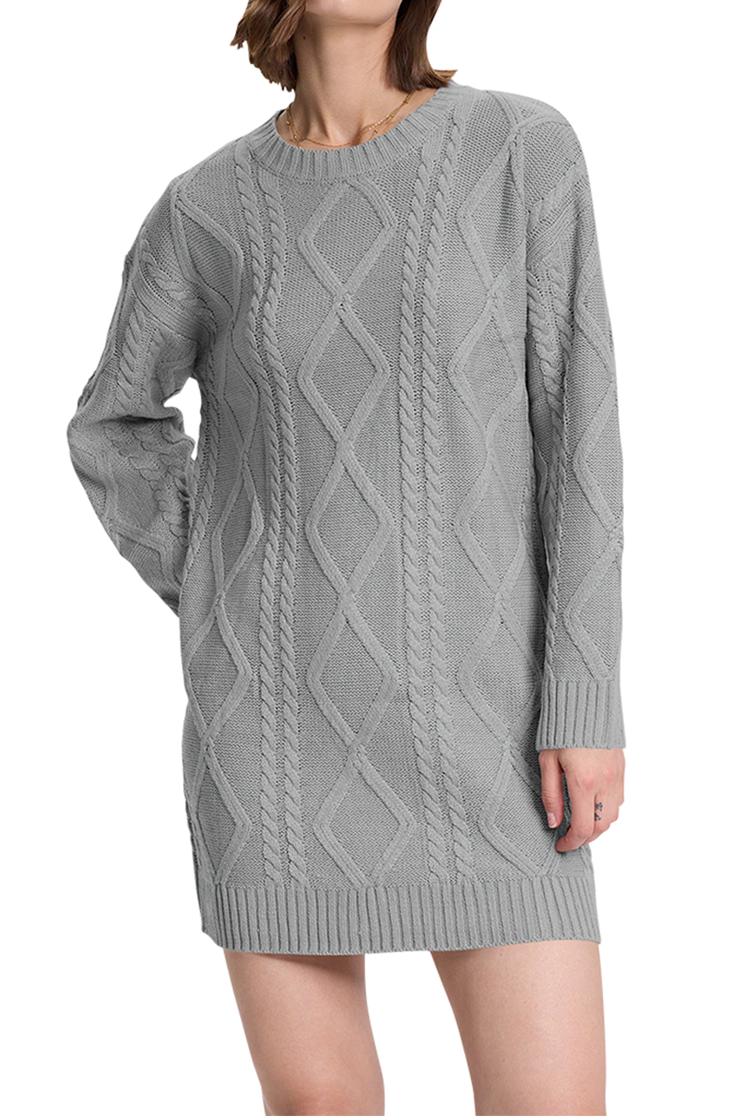 Cakulo Women's Oversized Cable Knit Sweater Dress