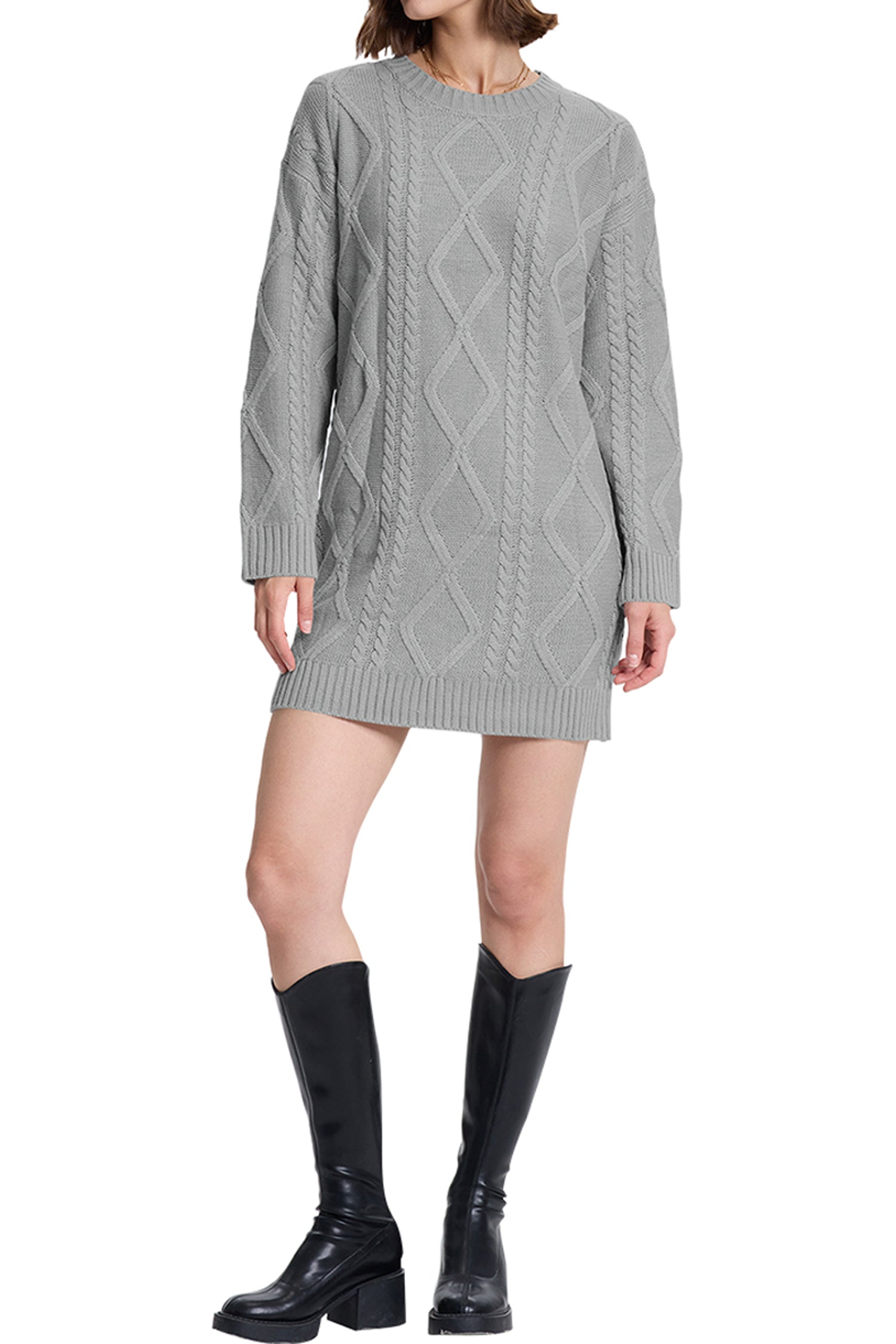 Cakulo Women's Oversized Cable Knit Sweater Dress