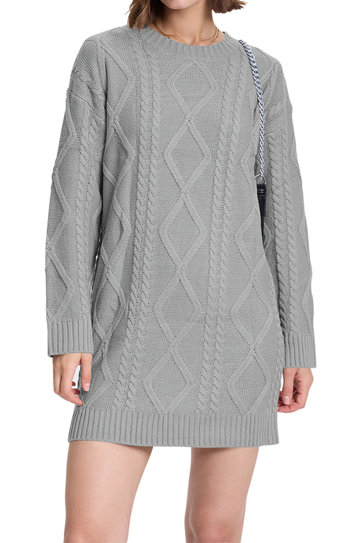 Cakulo Women's Oversized Cable Knit Sweater Dress