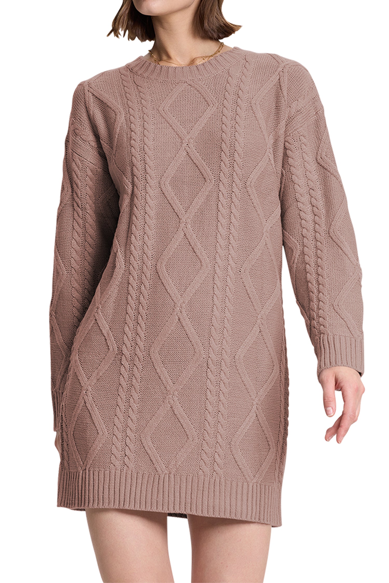 Cakulo Women's Oversized Cable Knit Sweater Dress